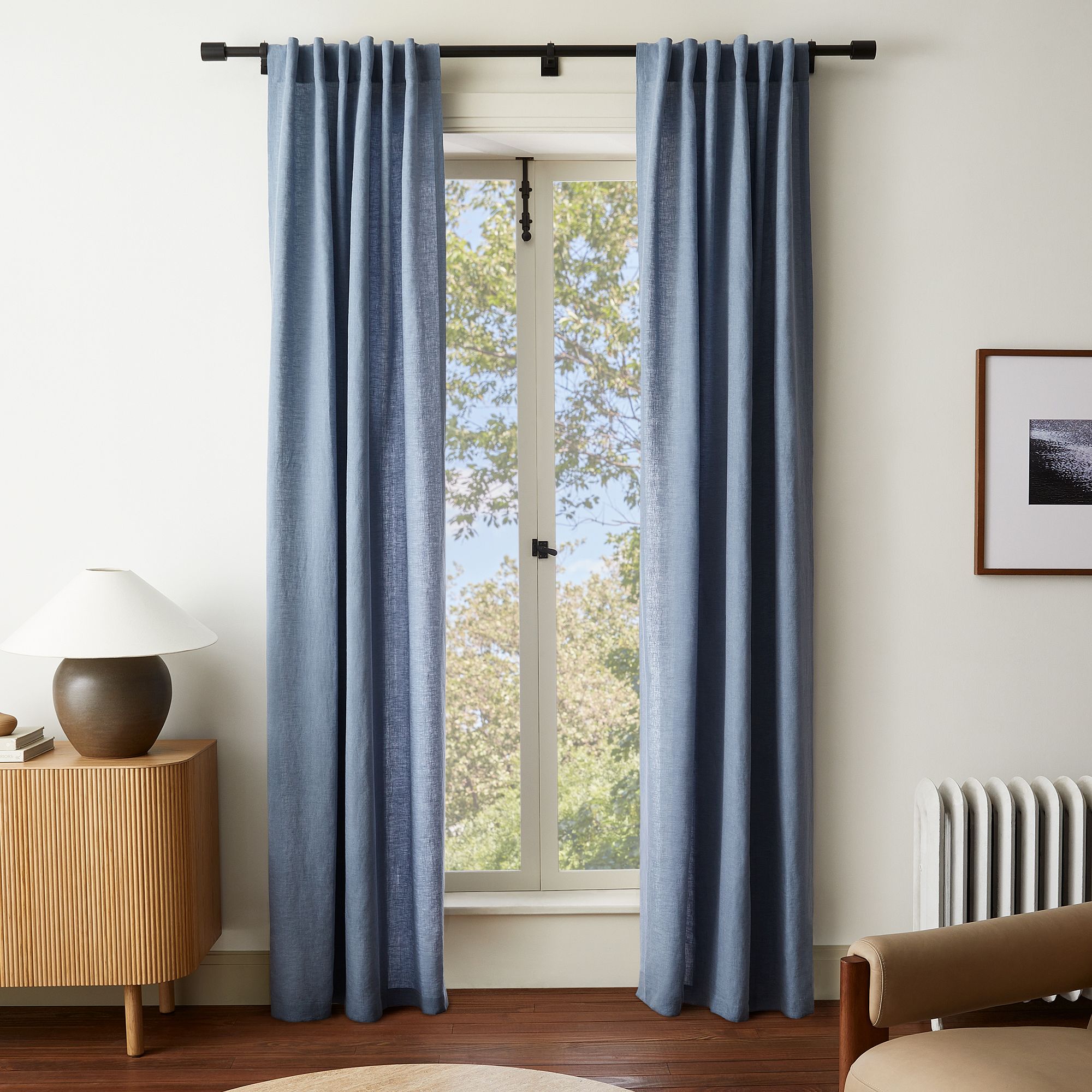 Open Box: European Flax Linen Curtain, Dark Flax, 48x84