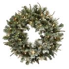 Pre-Lit Faux Frosted Wreath