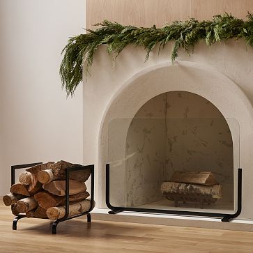 Willow Fireplace Log Holder Screen Set West Elm