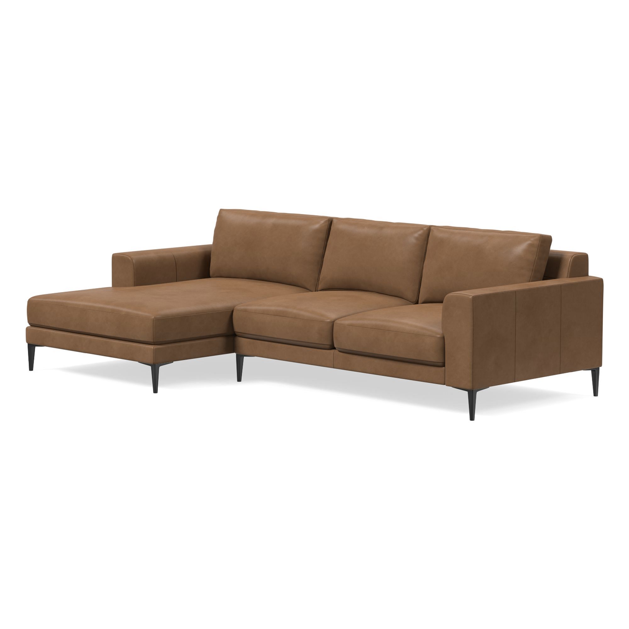 Harper Leather 2-Piece Chaise Sectional (106"–116") | West Elm