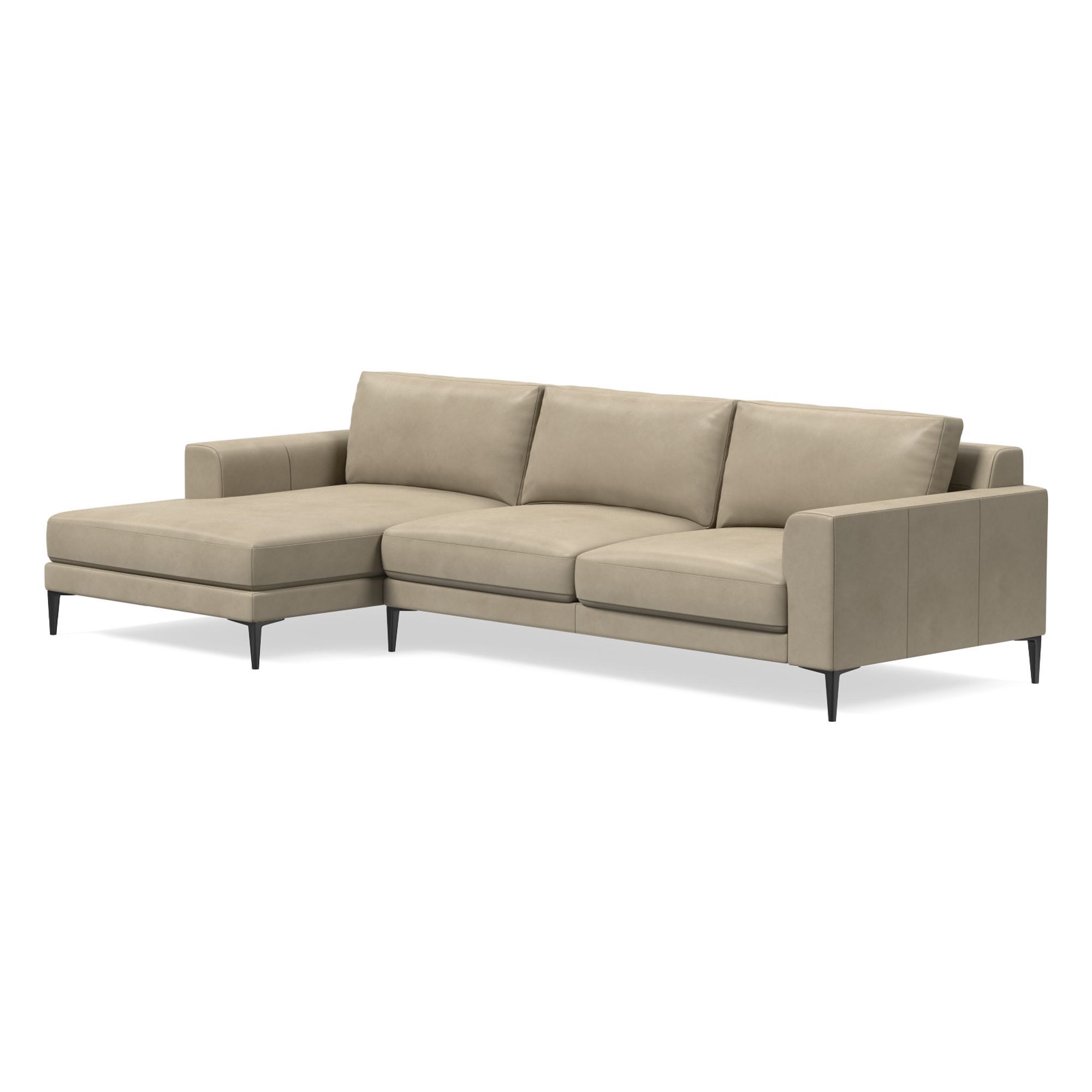 Harper Leather 2-Piece Chaise Sectional (106"–116") | West Elm