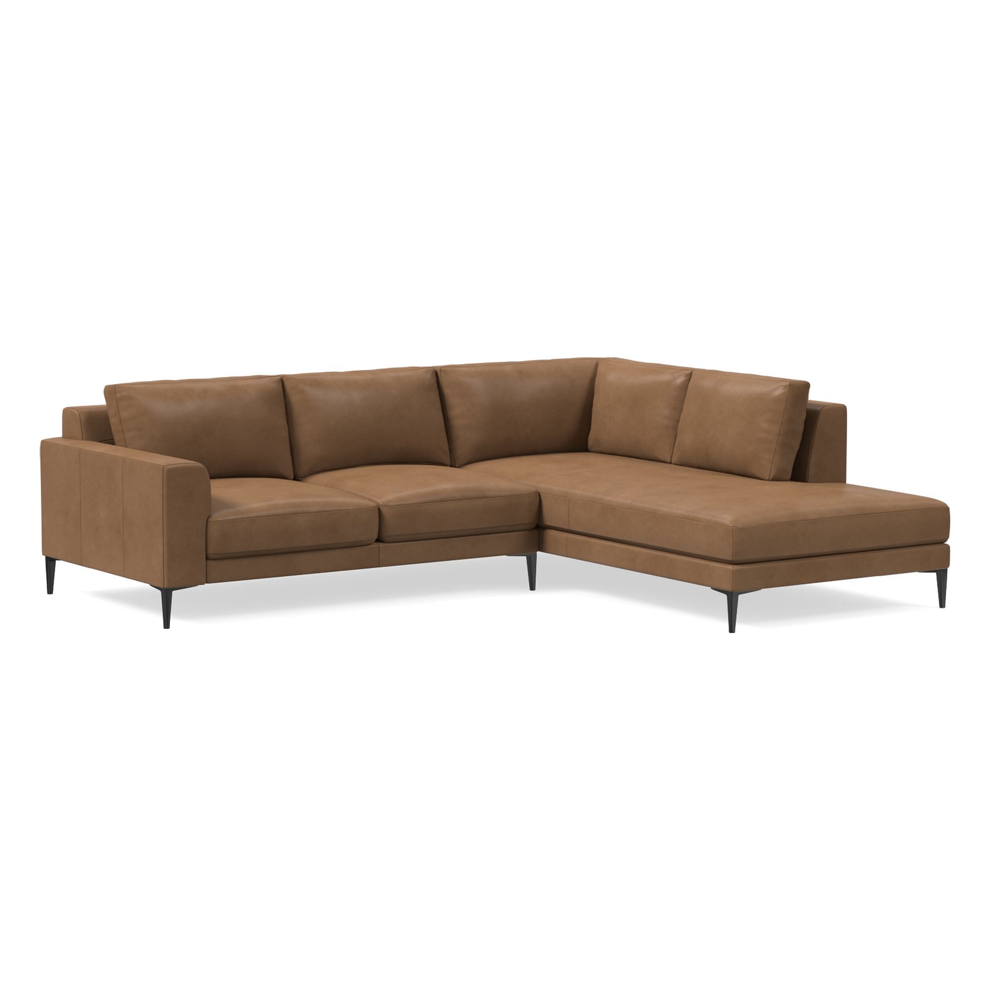 Harper Leather 2-Piece Bumper Chaise Sectional (106"–116") | West Elm