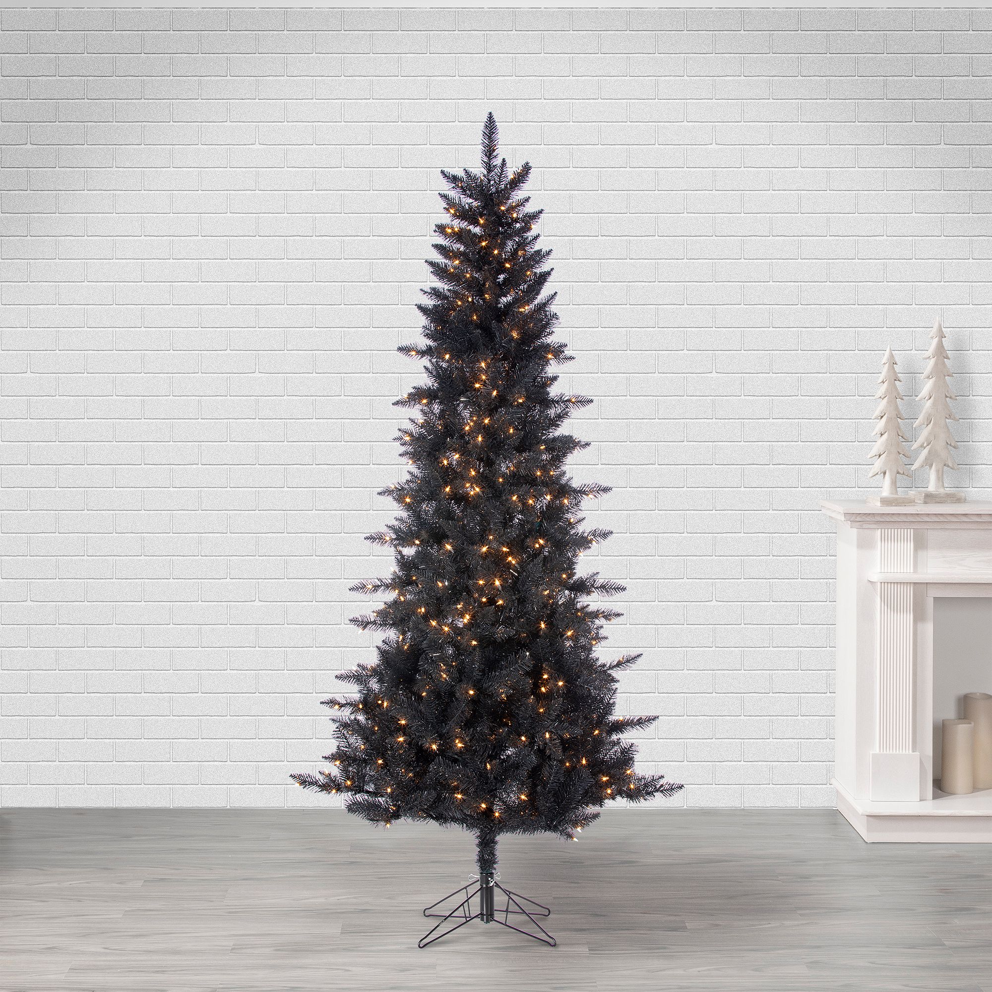 Pre-Lit Faux Black Tinsel Christmas Tree | West Elm