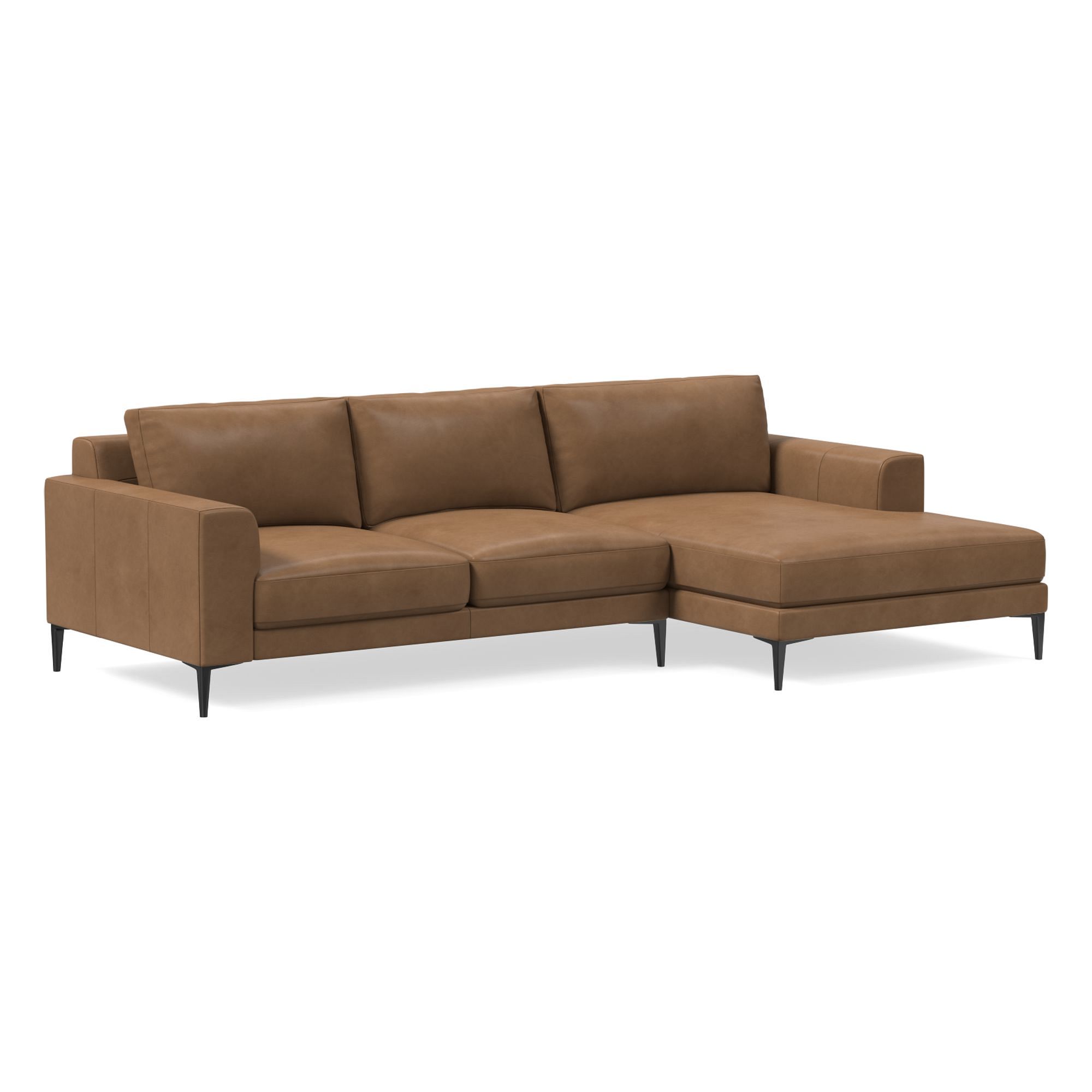 Harper Leather 2-Piece Chaise Sectional (106"–116") | West Elm