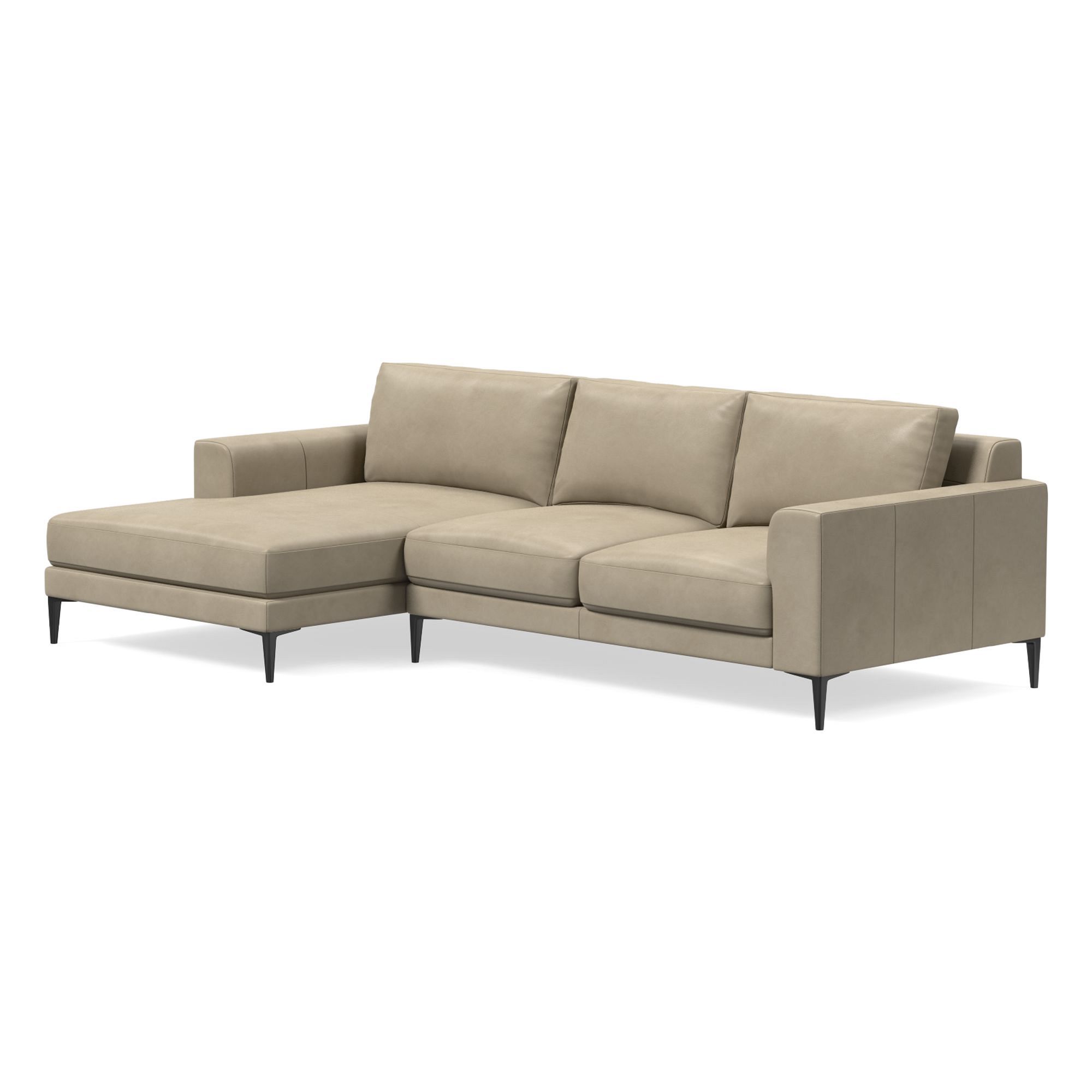 Harper Leather 2-Piece Chaise Sectional (106"–116") | West Elm