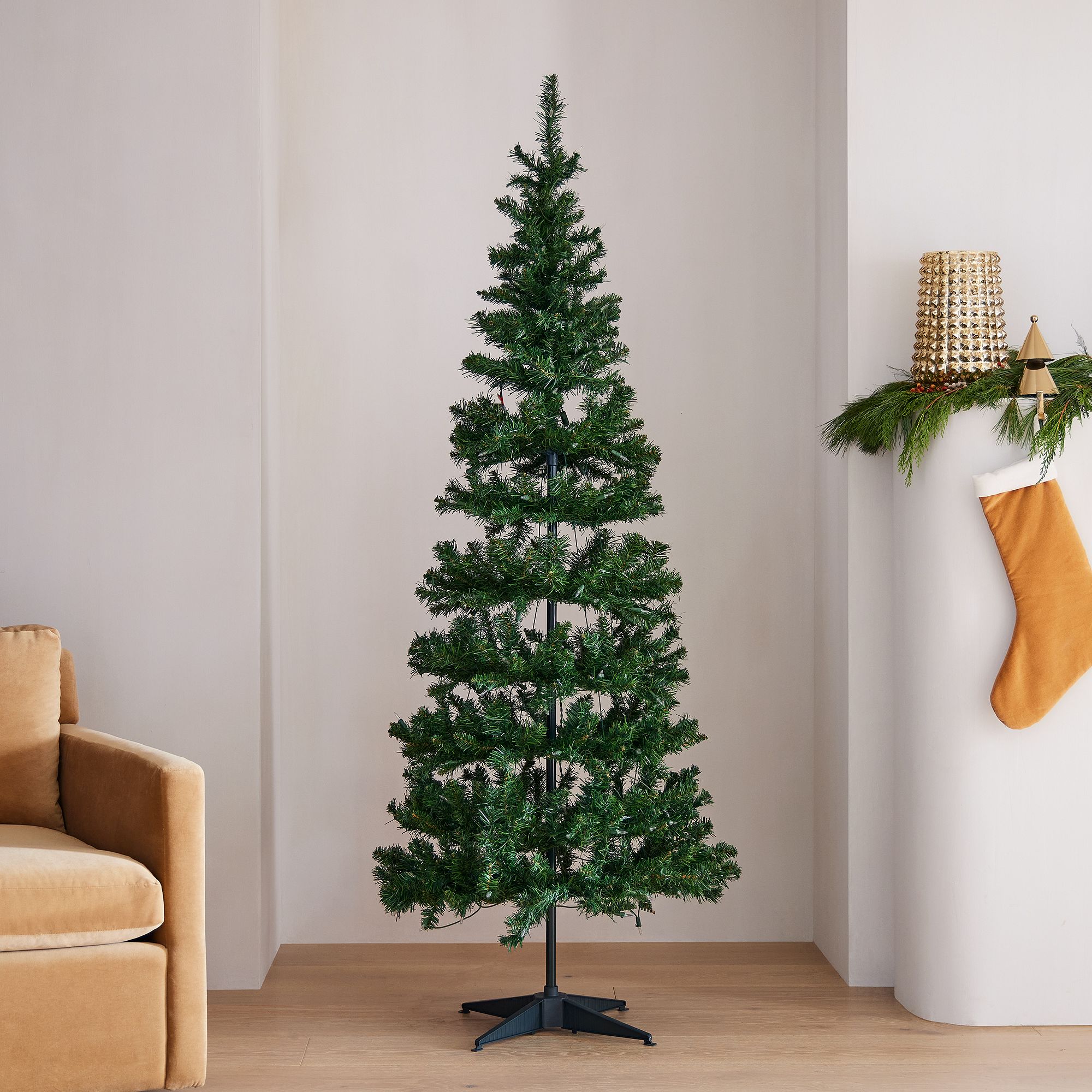 Pre-Lit Faux Pop-Up Green Christmas Tree | West Elm