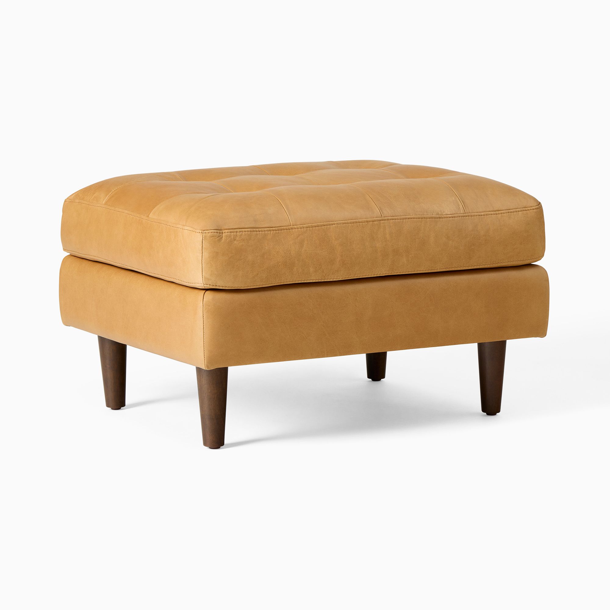 Dennes Leather Ottoman | West Elm