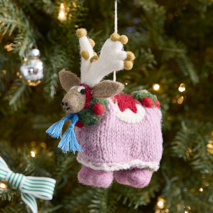 Felt Festive Reindeer Ornament