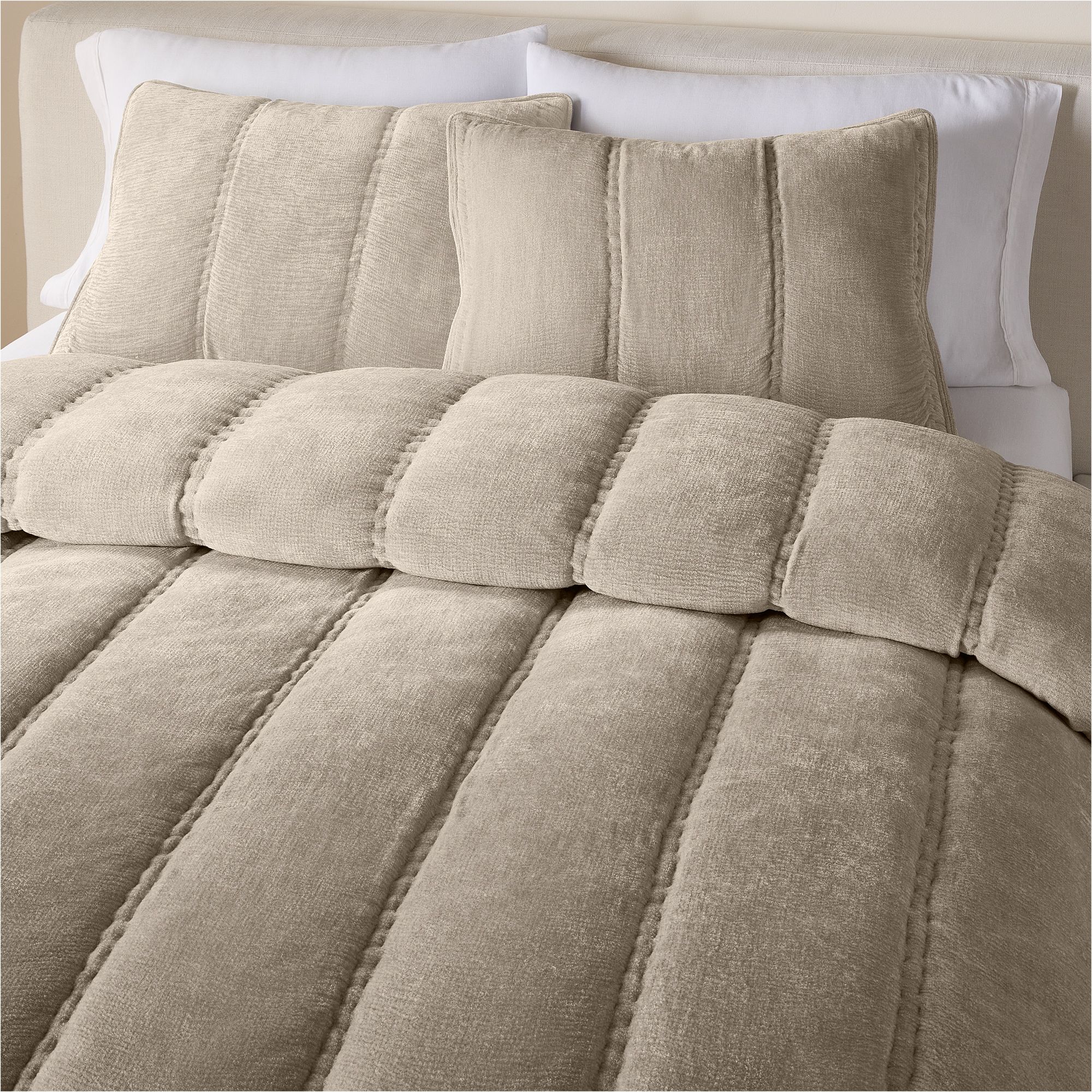 Striated Chenille Linear Comforter & Shams | West Elm