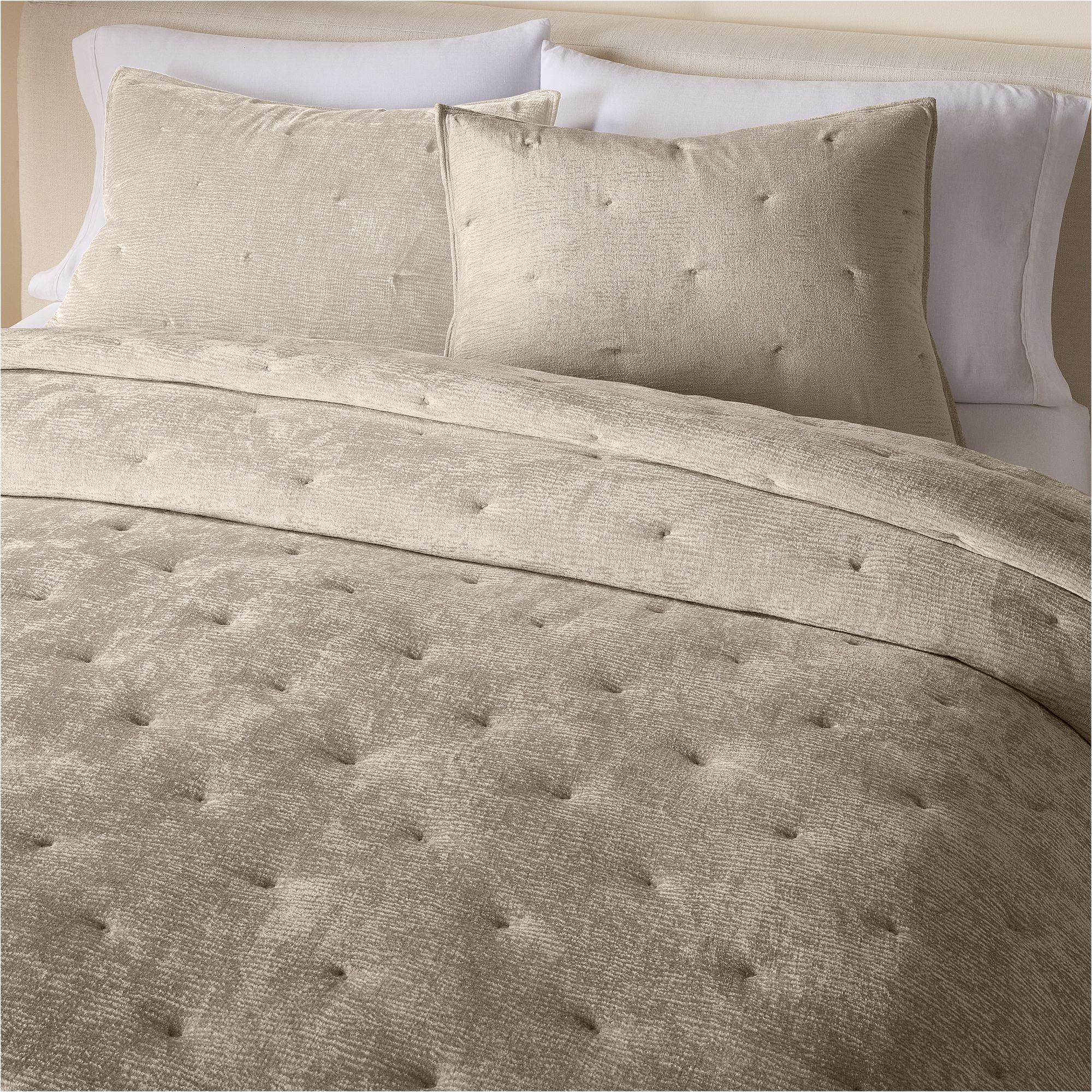 Striated Chenille Tack Stitch Quilt & Shams | West Elm