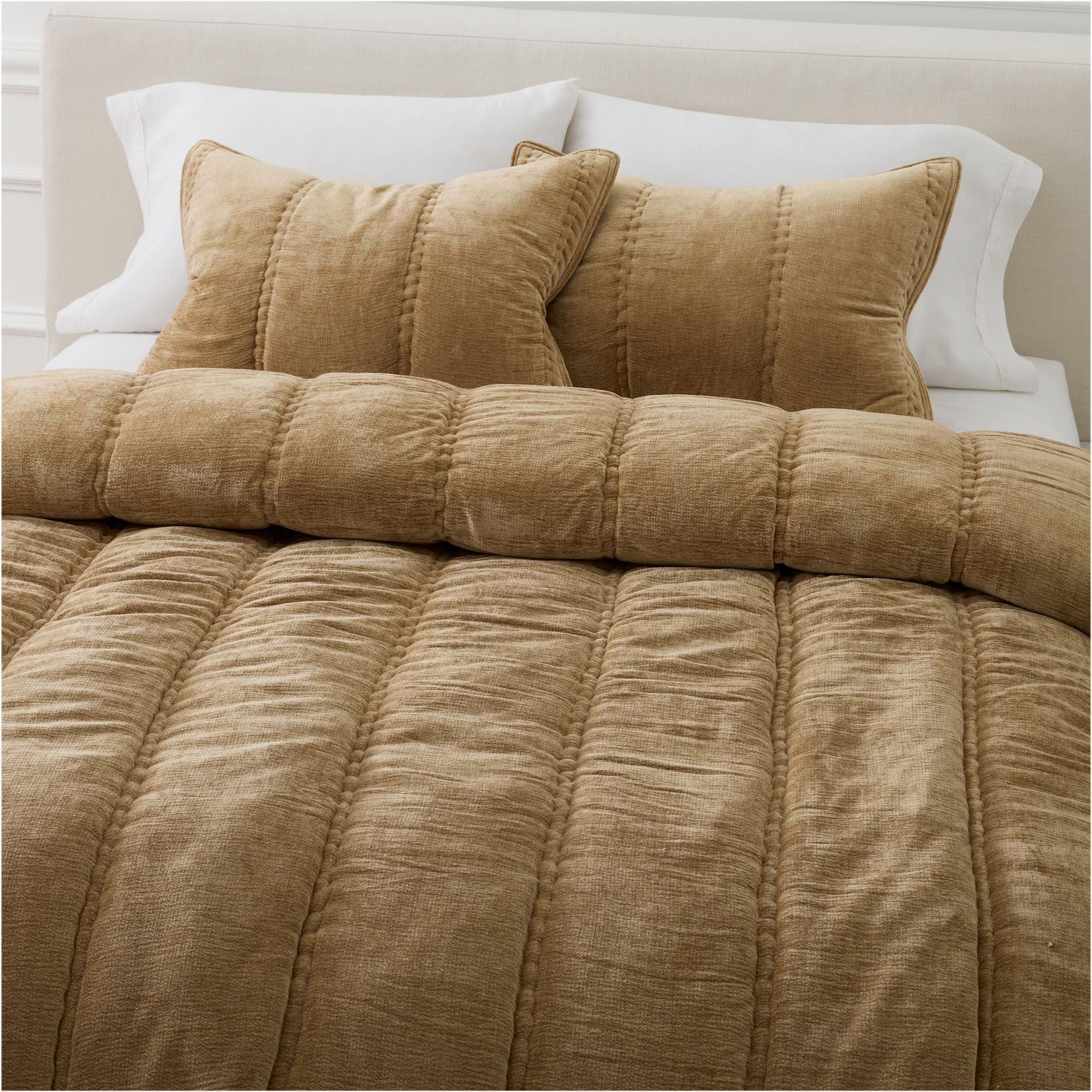 Striated Chenille Linear Comforter & Shams | West Elm