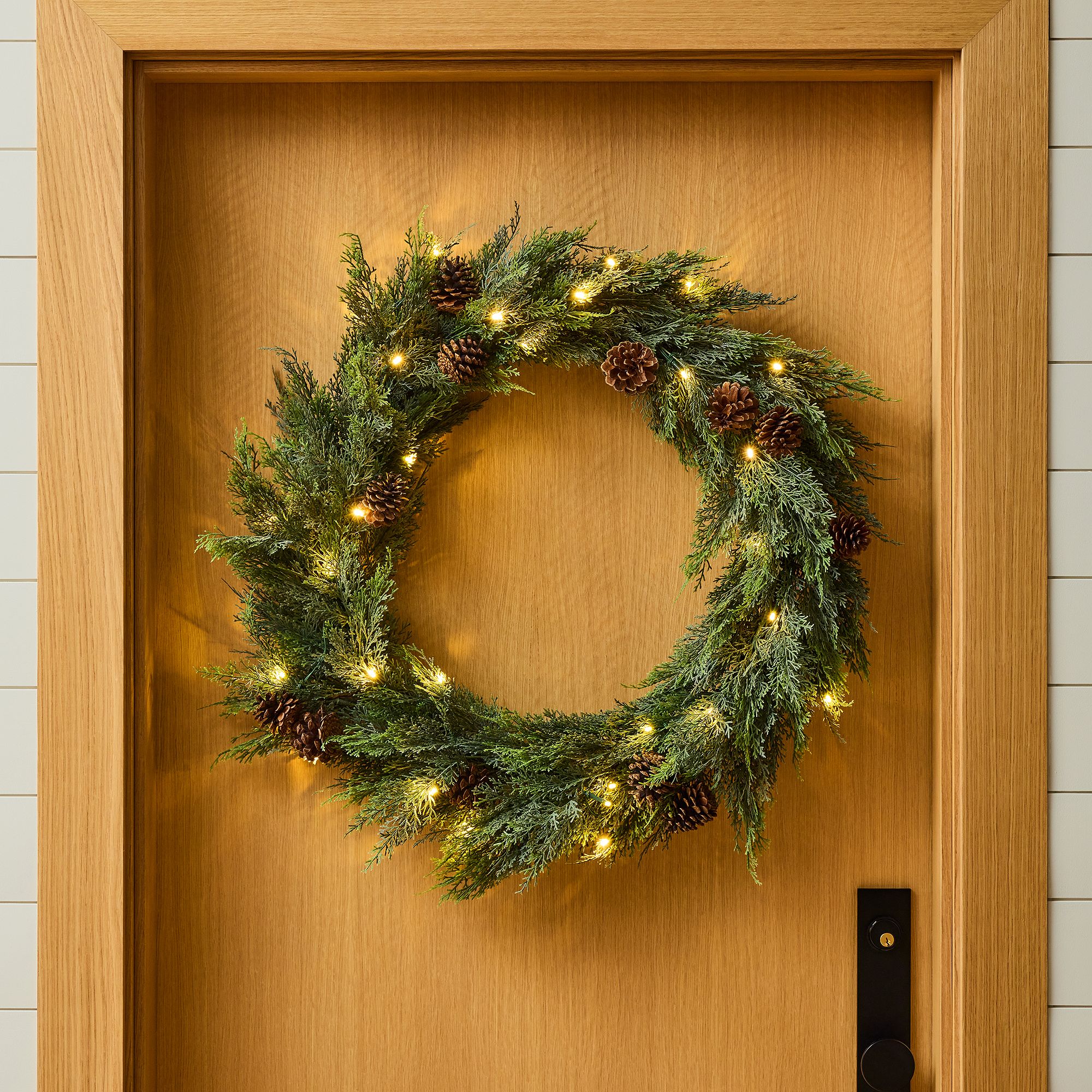 Pre-Lit Faux Cypress Pine Wreath & Garland | West Elm