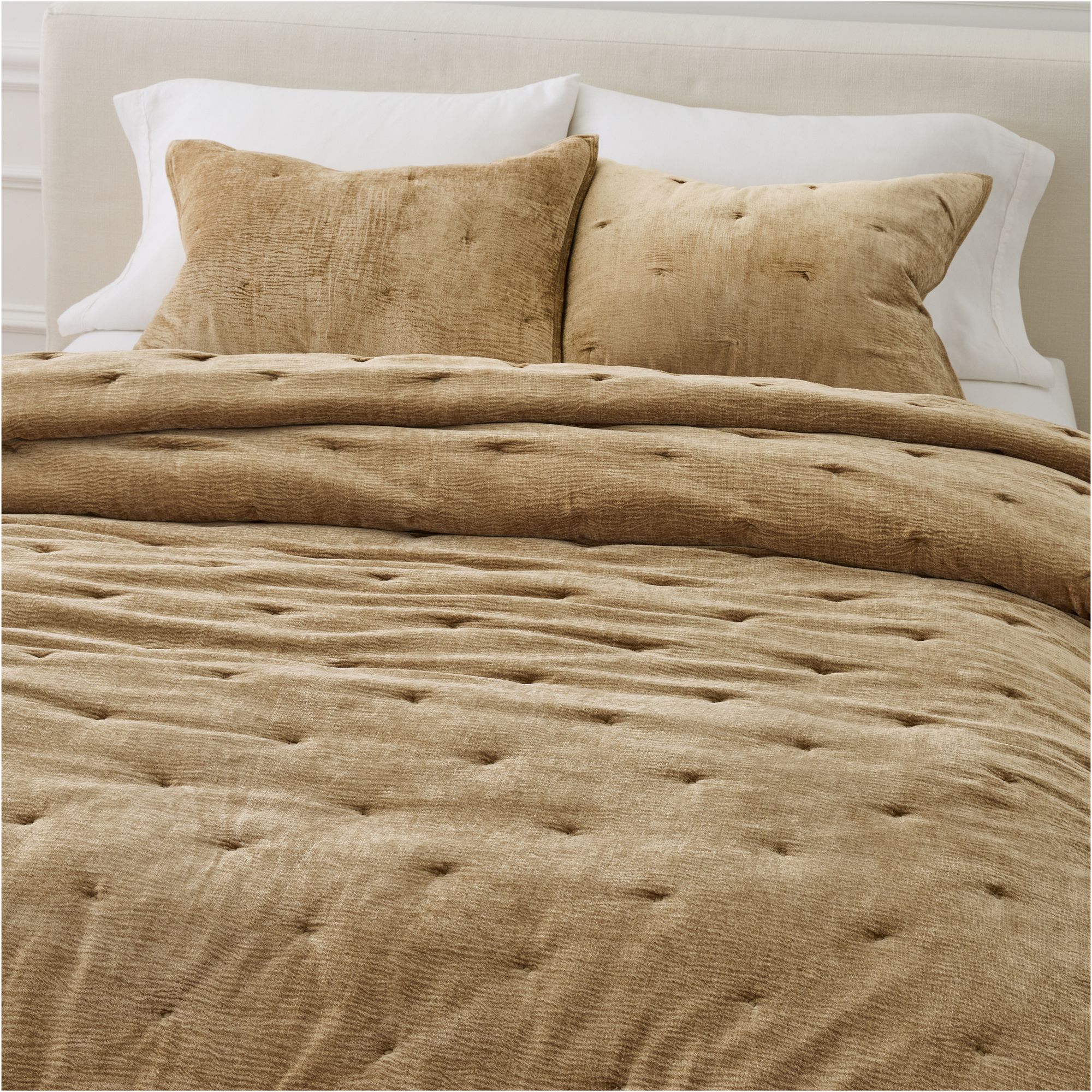 Striated Chenille Tack Stitch Quilt & Shams | West Elm