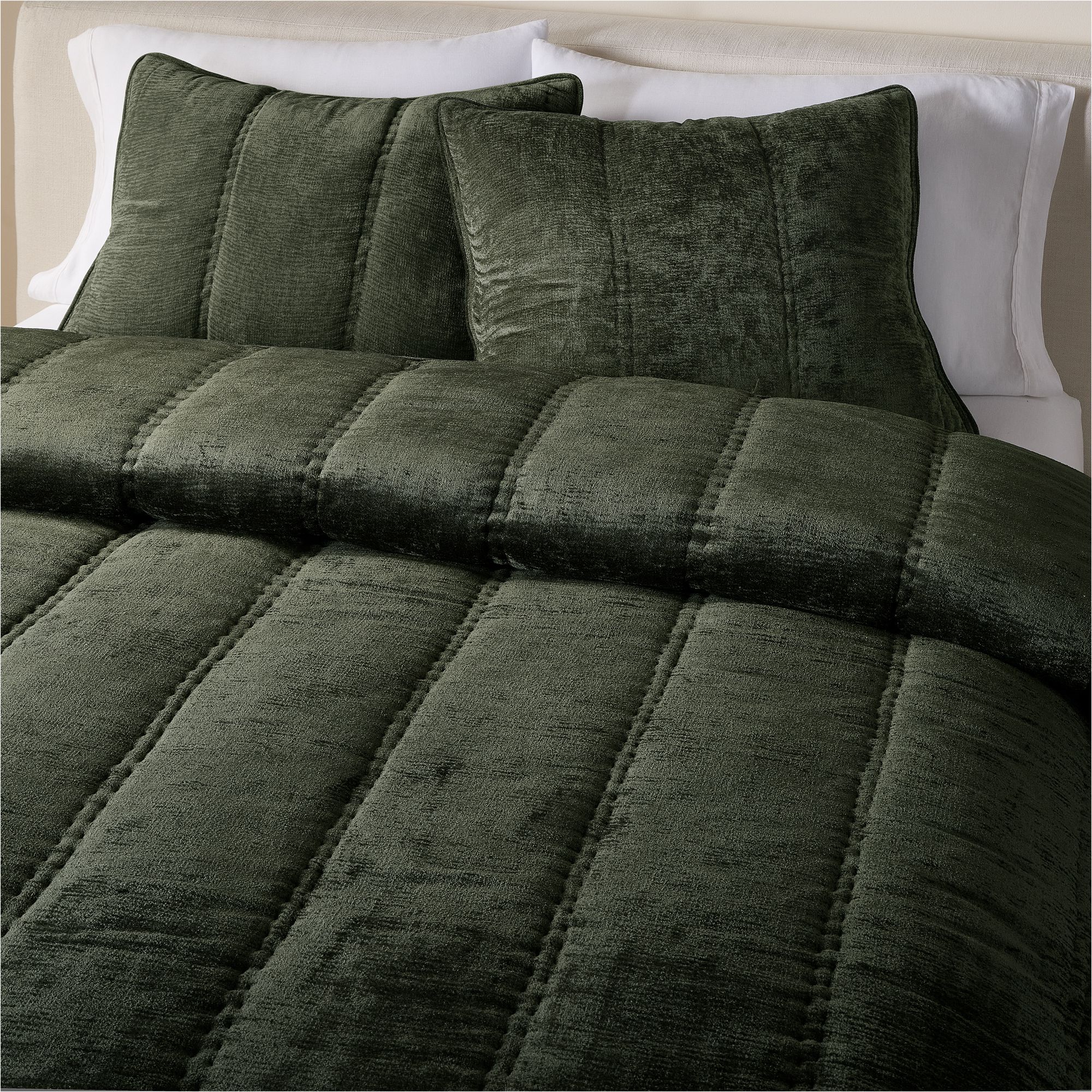 Striated Chenille Linear Comforter & Shams | West Elm