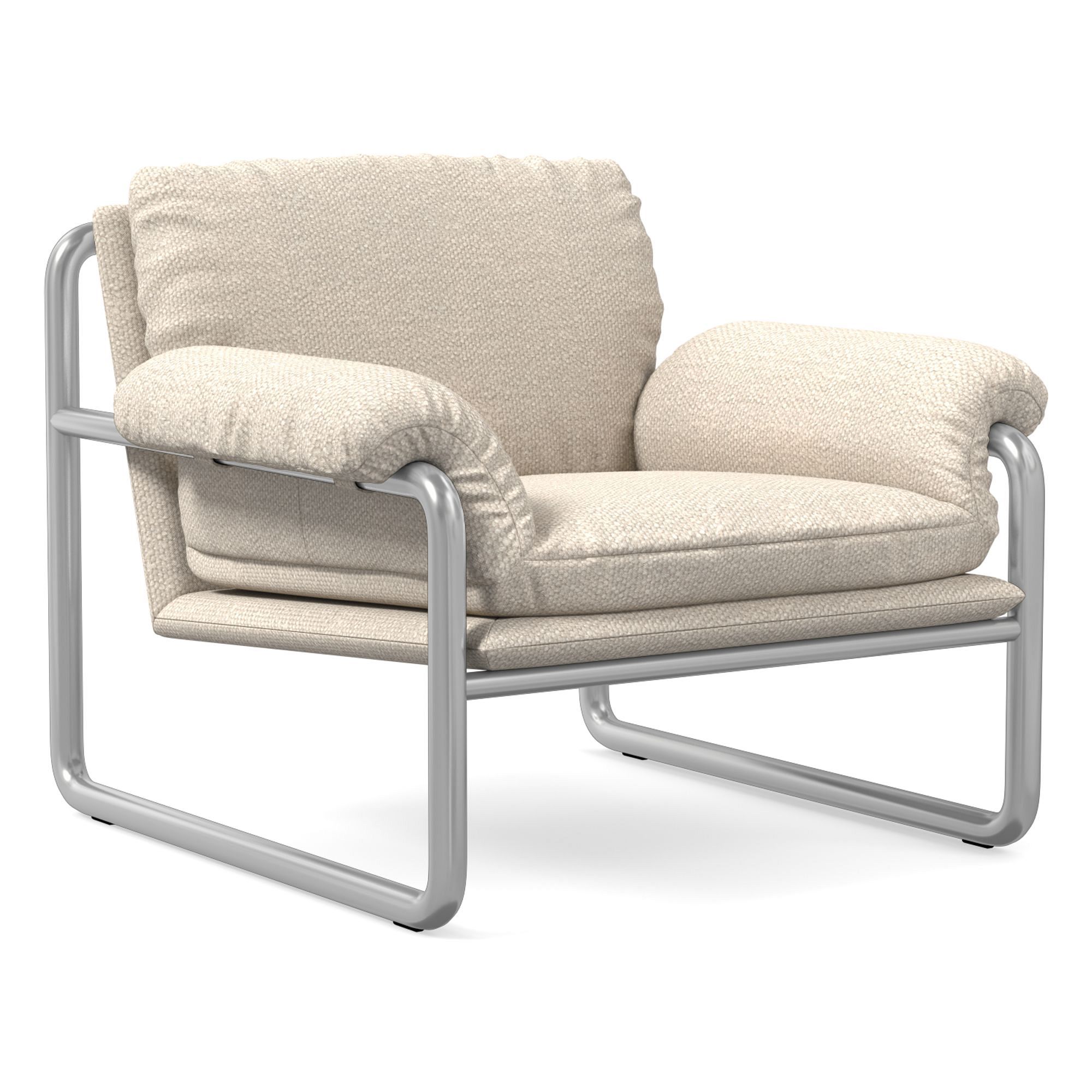 Desmond Chair, Deluxe Linen, Sand, Polished Stainless Steel