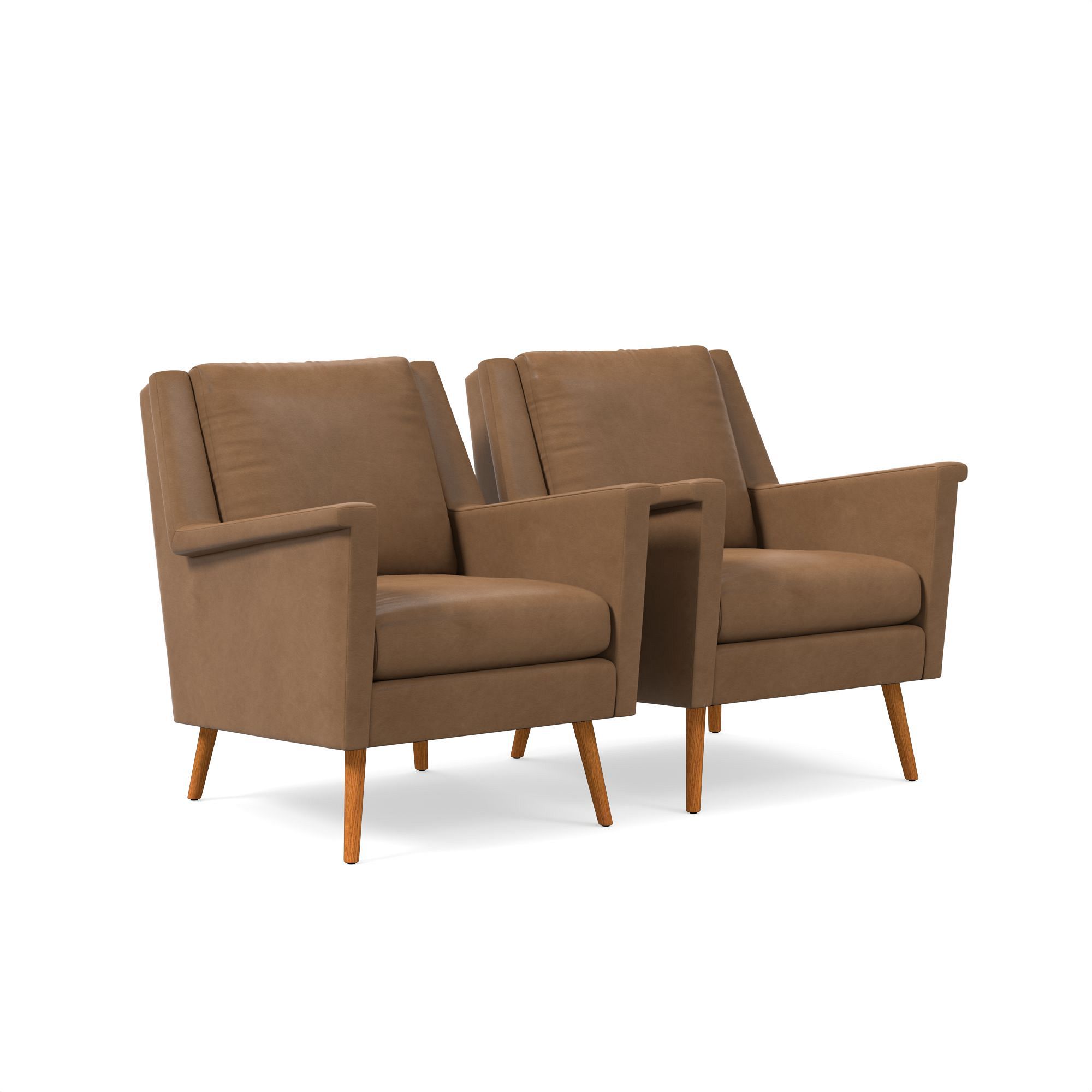 Carlo Leather Mid-Century Chair - Wood Legs | West Elm