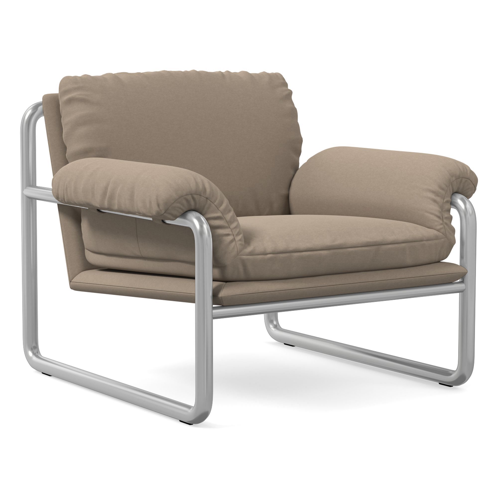 Desmond Chair, Deluxe Linen, Sand, Polished Stainless Steel