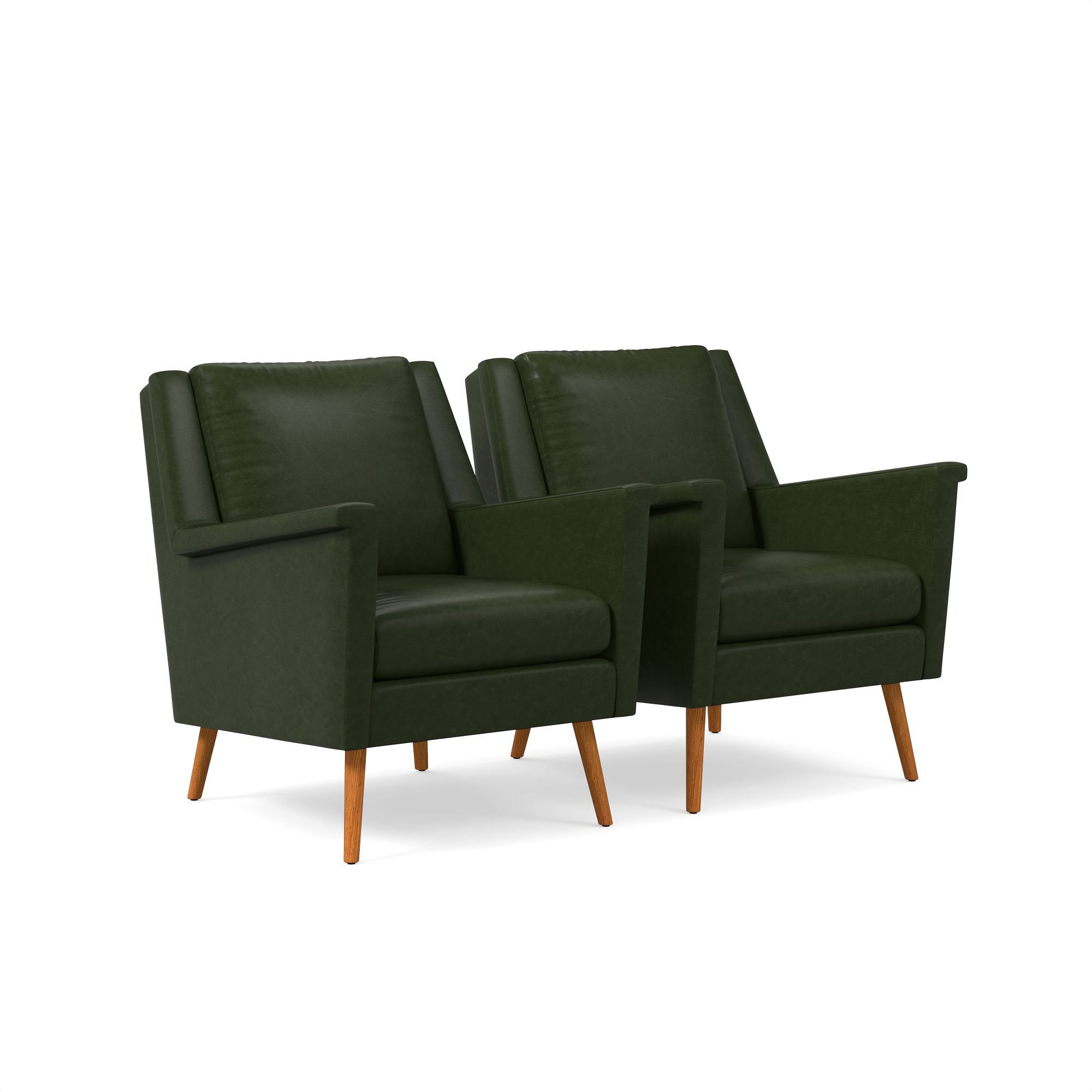 Carlo Leather Mid-Century Chair - Wood Legs | West Elm