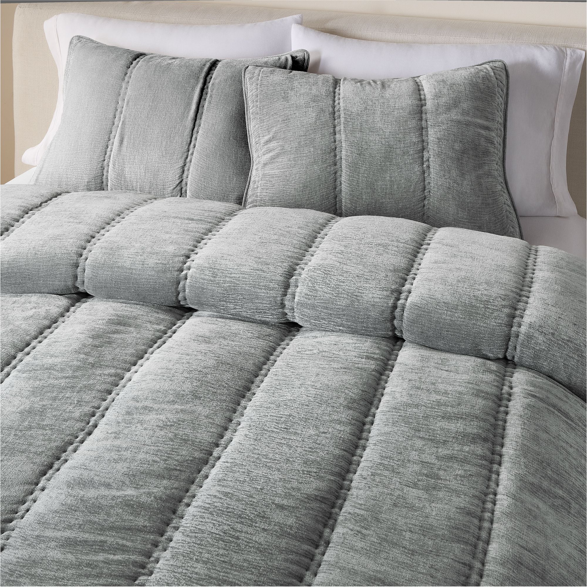 Striated Chenille Linear Comforter & Shams | West Elm