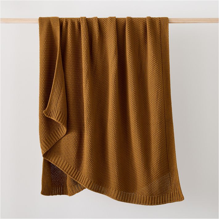 Cotton Knit Throws color Cumin