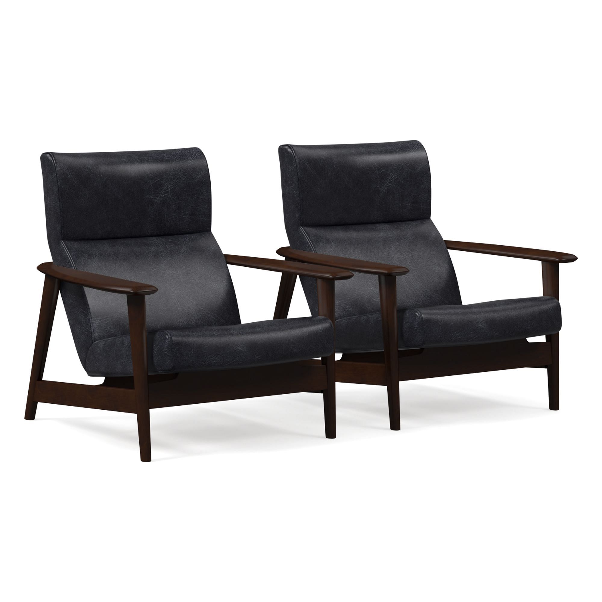 Mid-Century Show Wood High-Back Leather Chair | West Elm