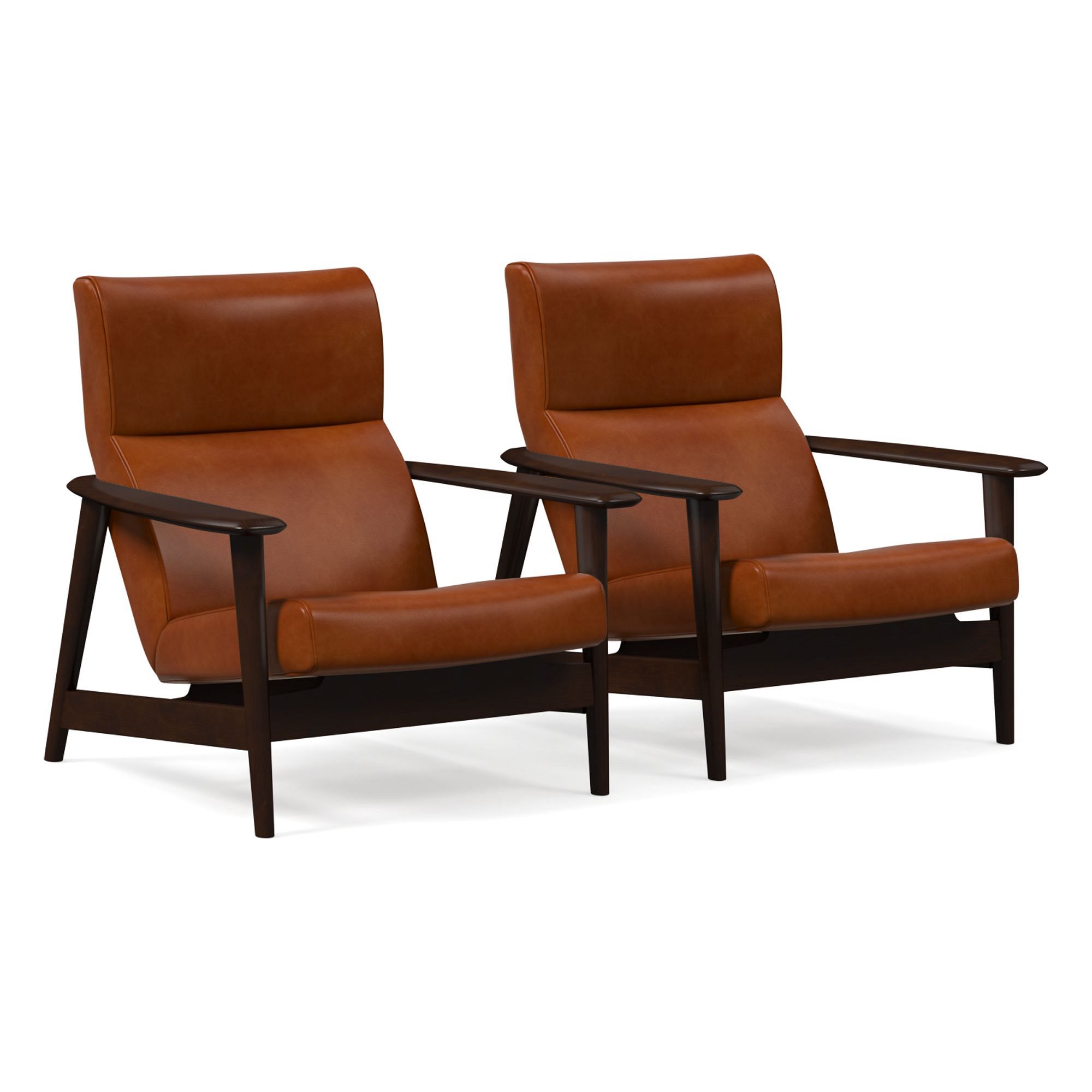 Mid-Century Show Wood High-Back Leather Chair | West Elm