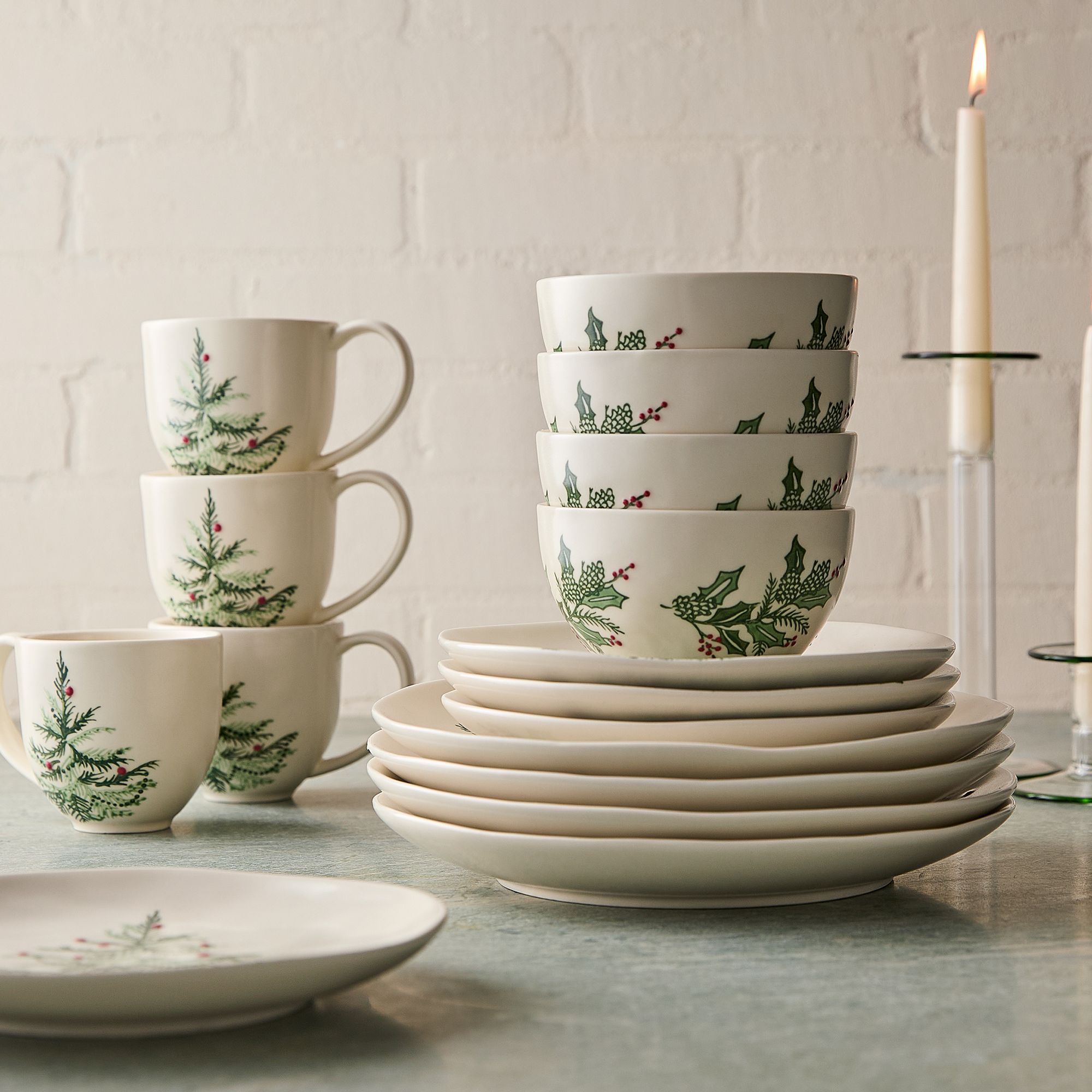 Tannenbaum Stoneware Dinnerware (Set of 16) | West Elm