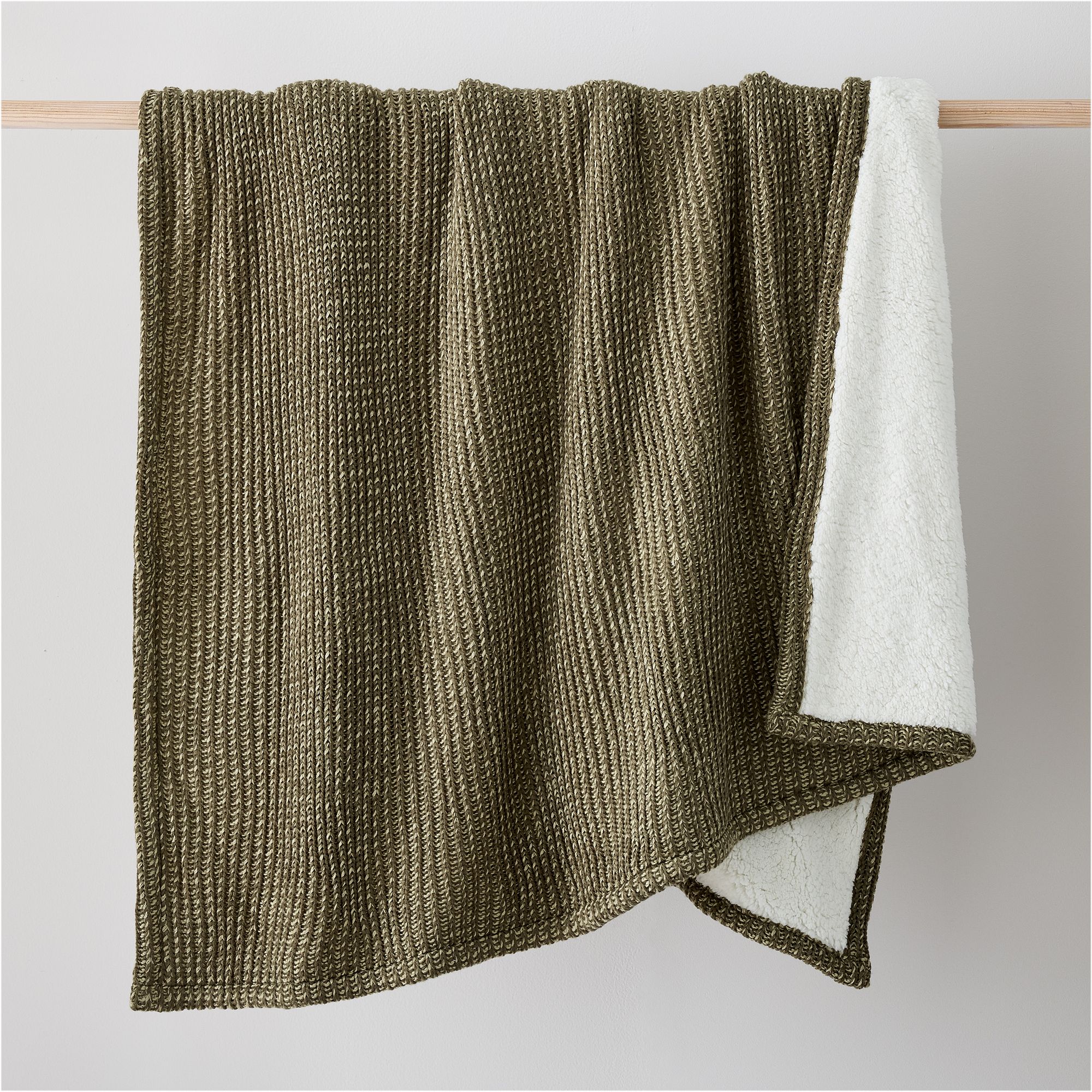 Rib Knit Sherpa Throw | West Elm