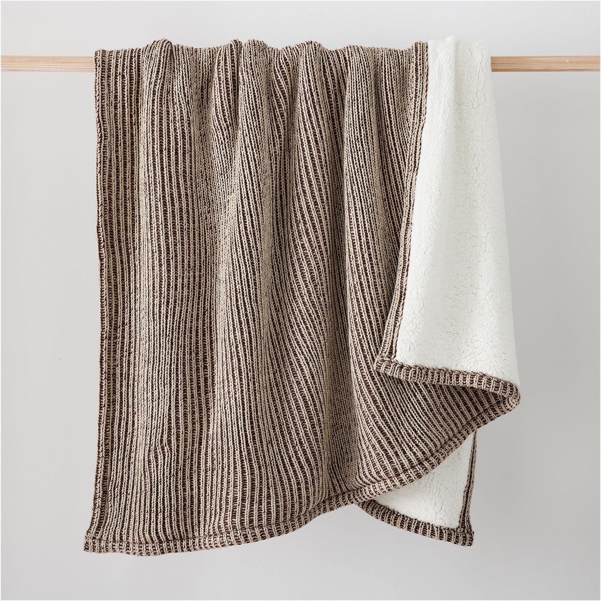 Rib Knit Sherpa Throw | West Elm