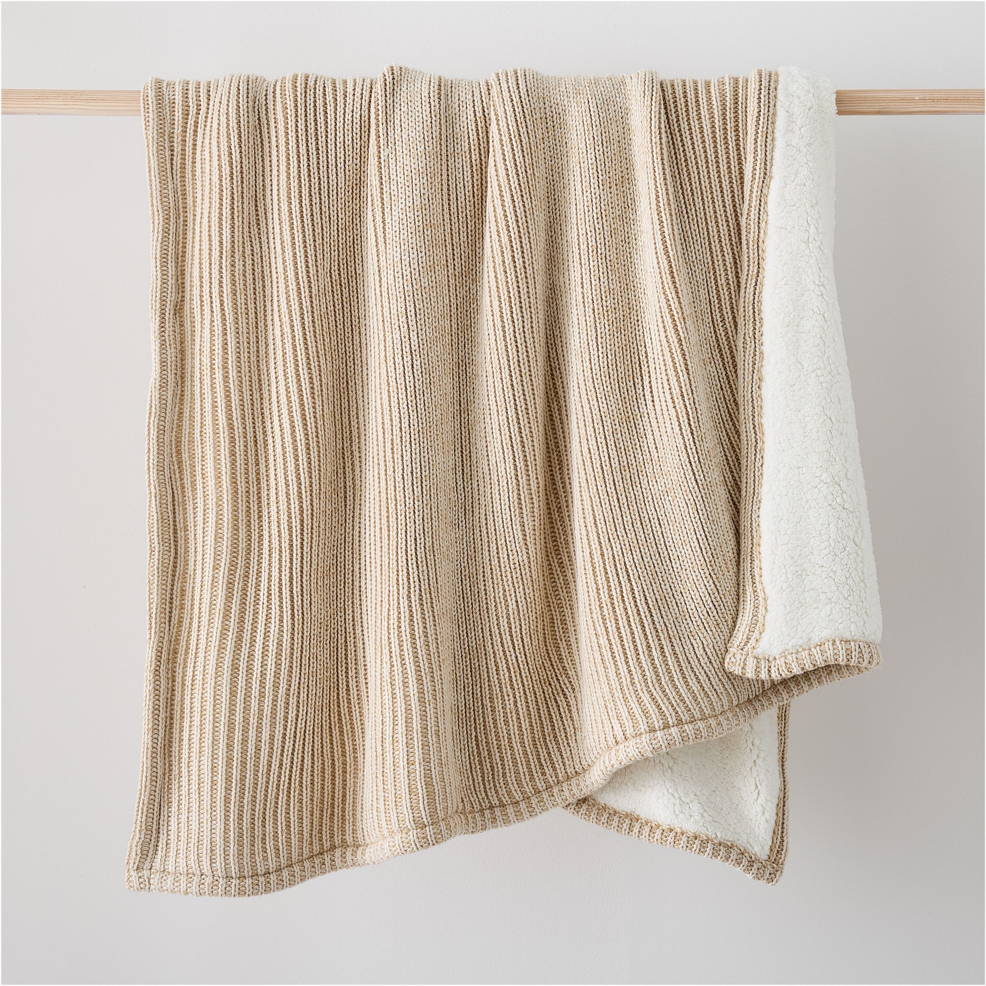 Rib Knit Sherpa Throw | West Elm