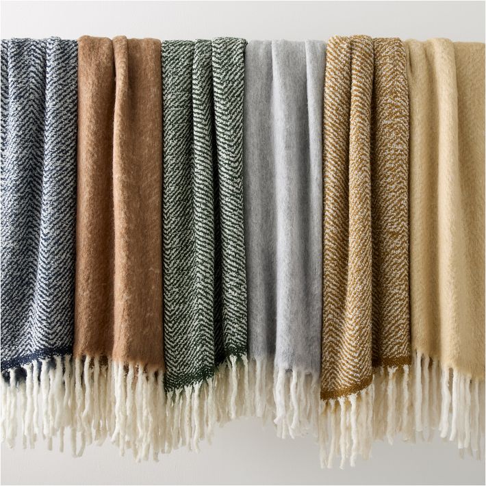 Brushed Herringbone Throw West Elm