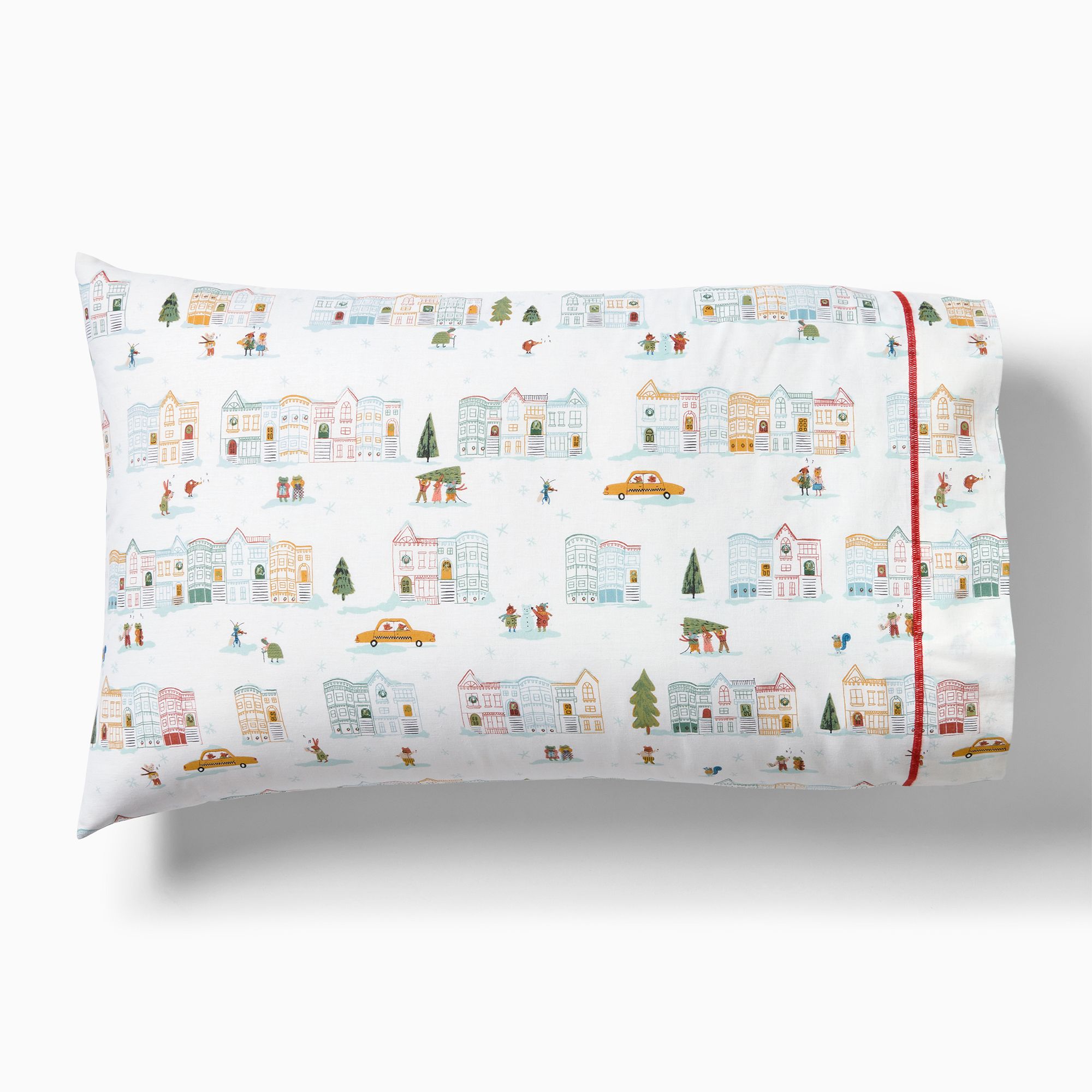 Festive Friends City Scene Pillowcase Set | West Elm