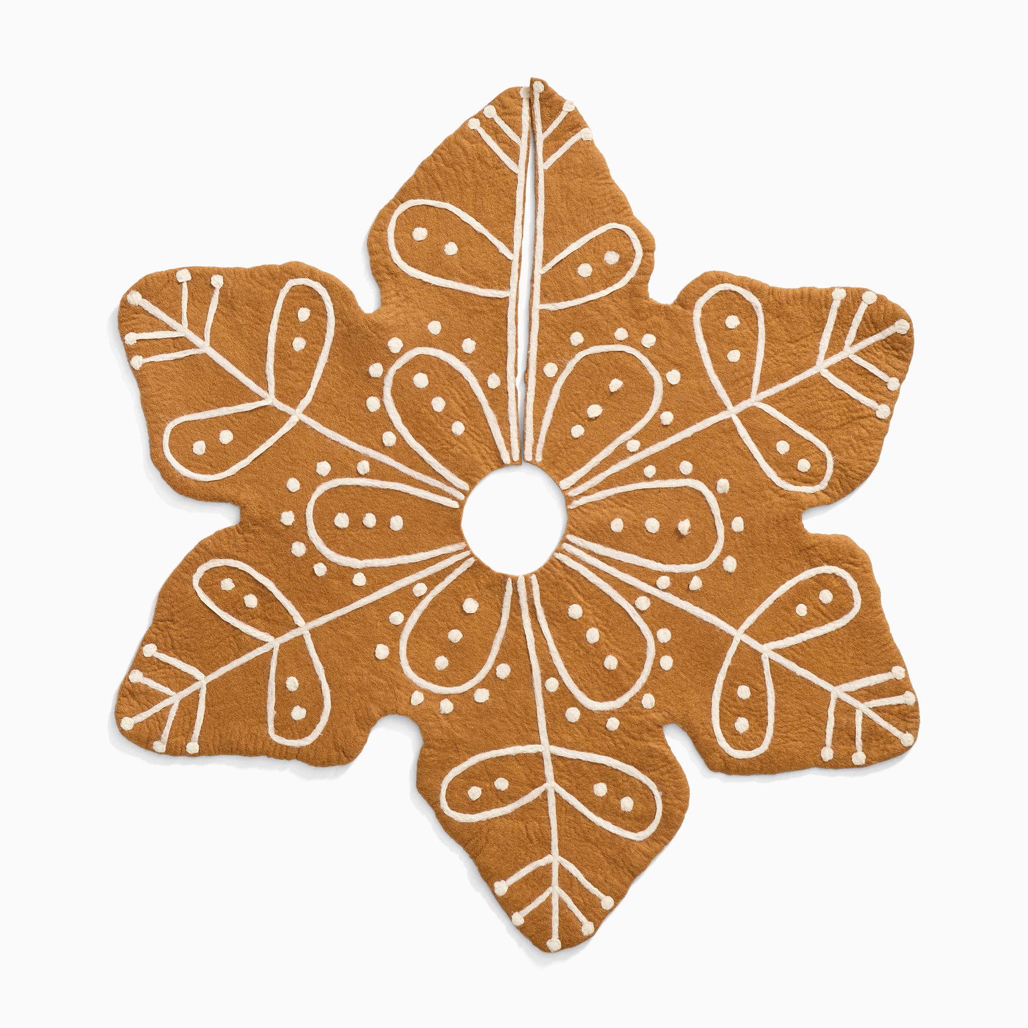 Felt Gingerbread Snowflake Tree Skirt | West Elm