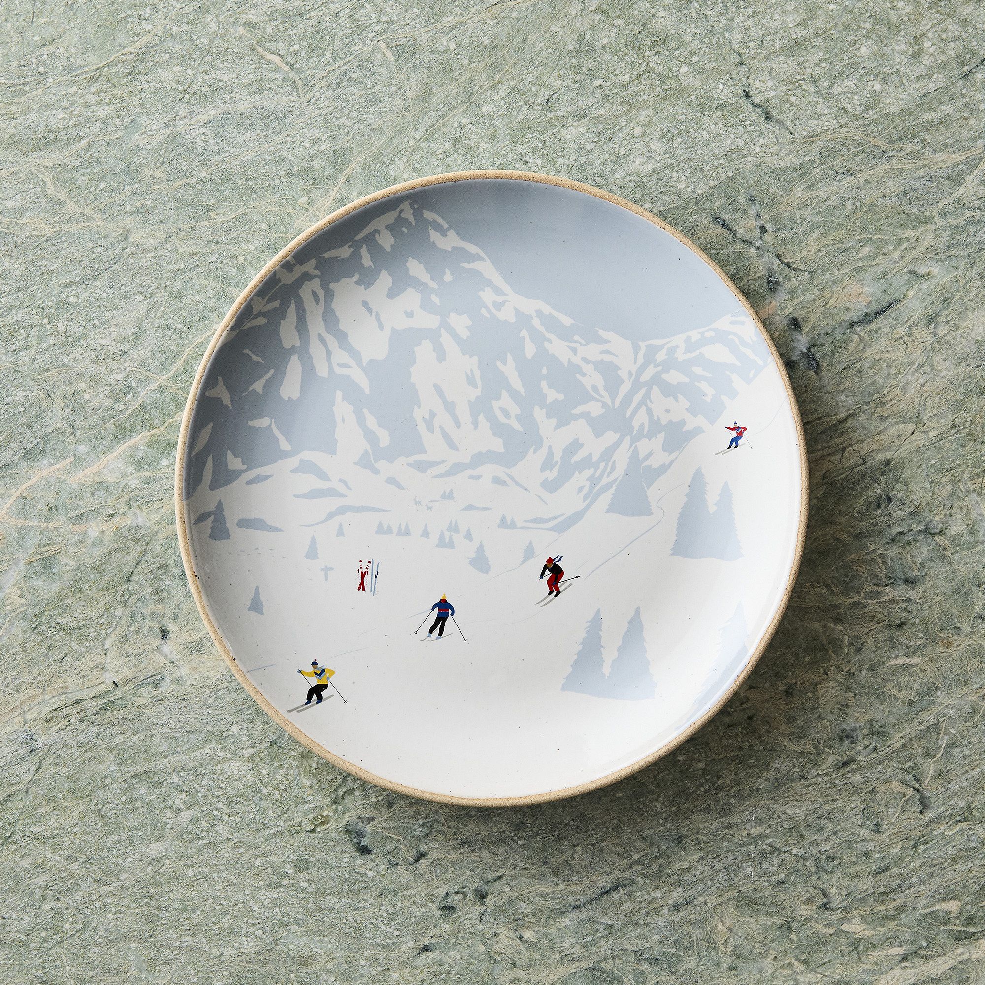 Alpine Skiers Stoneware Salad Plate Sets | West Elm