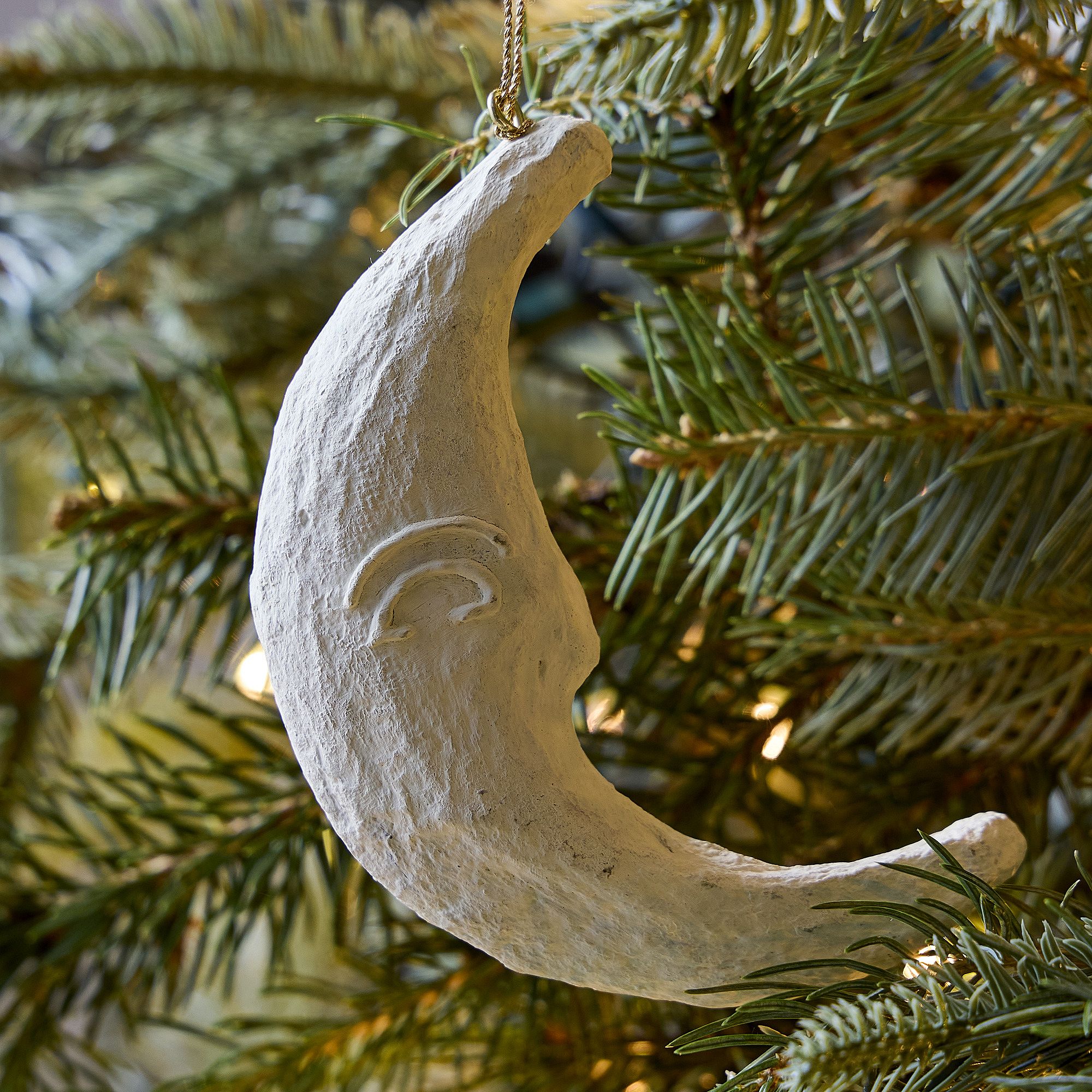 Cotton Mache Crescent Moon Ornament | West Elm