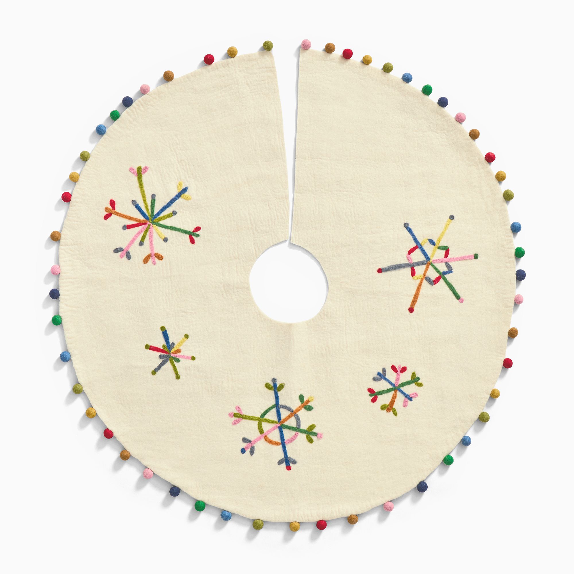 Felt Multicolored Snowflakes Tree Skirt | West Elm