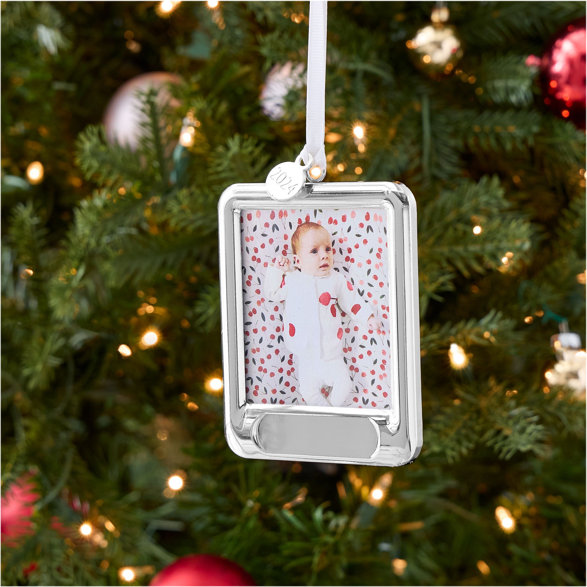 Baby's First Holiday Silver Frame Ornament | West Elm