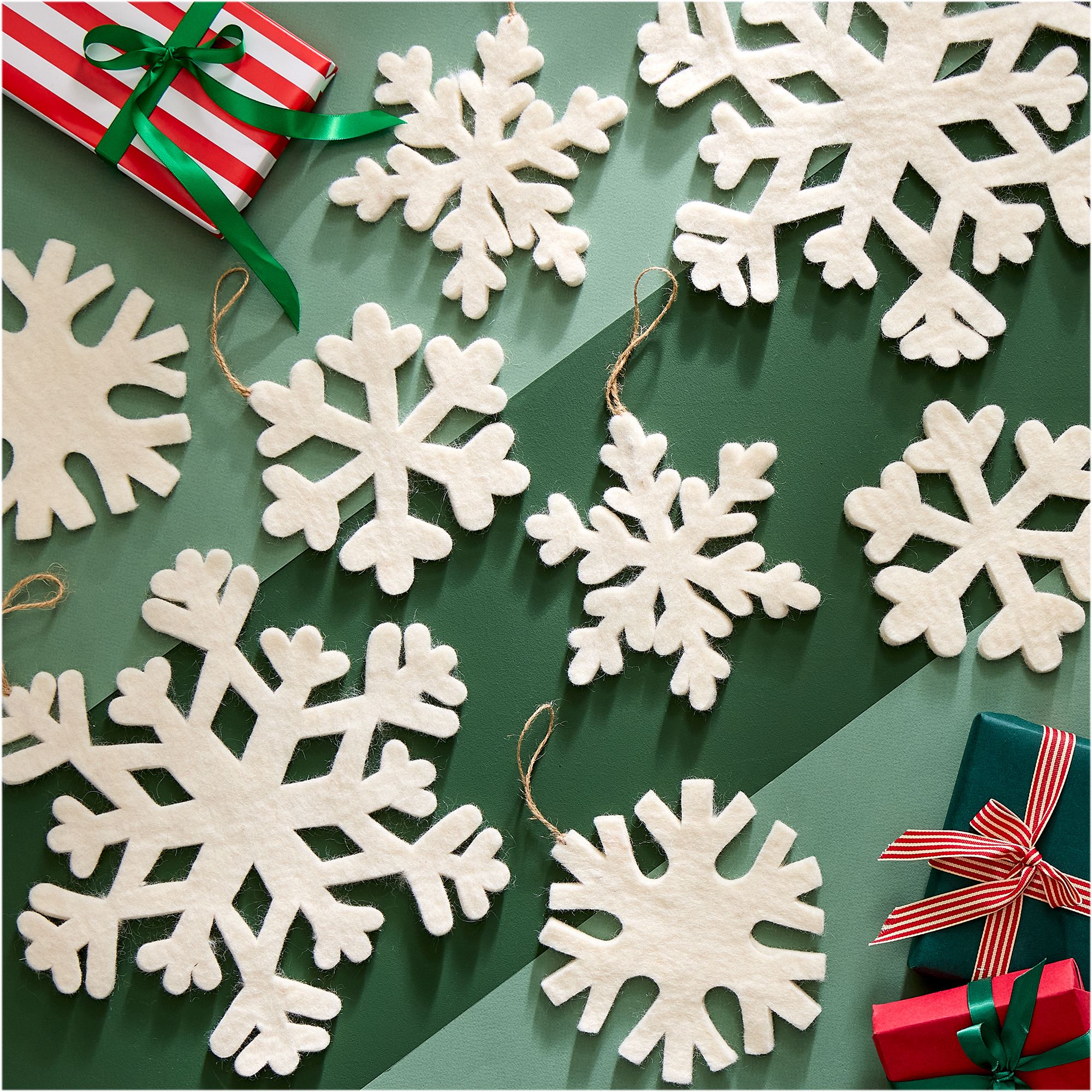 Felt Snowflake Ornaments (Set of 8) | West Elm