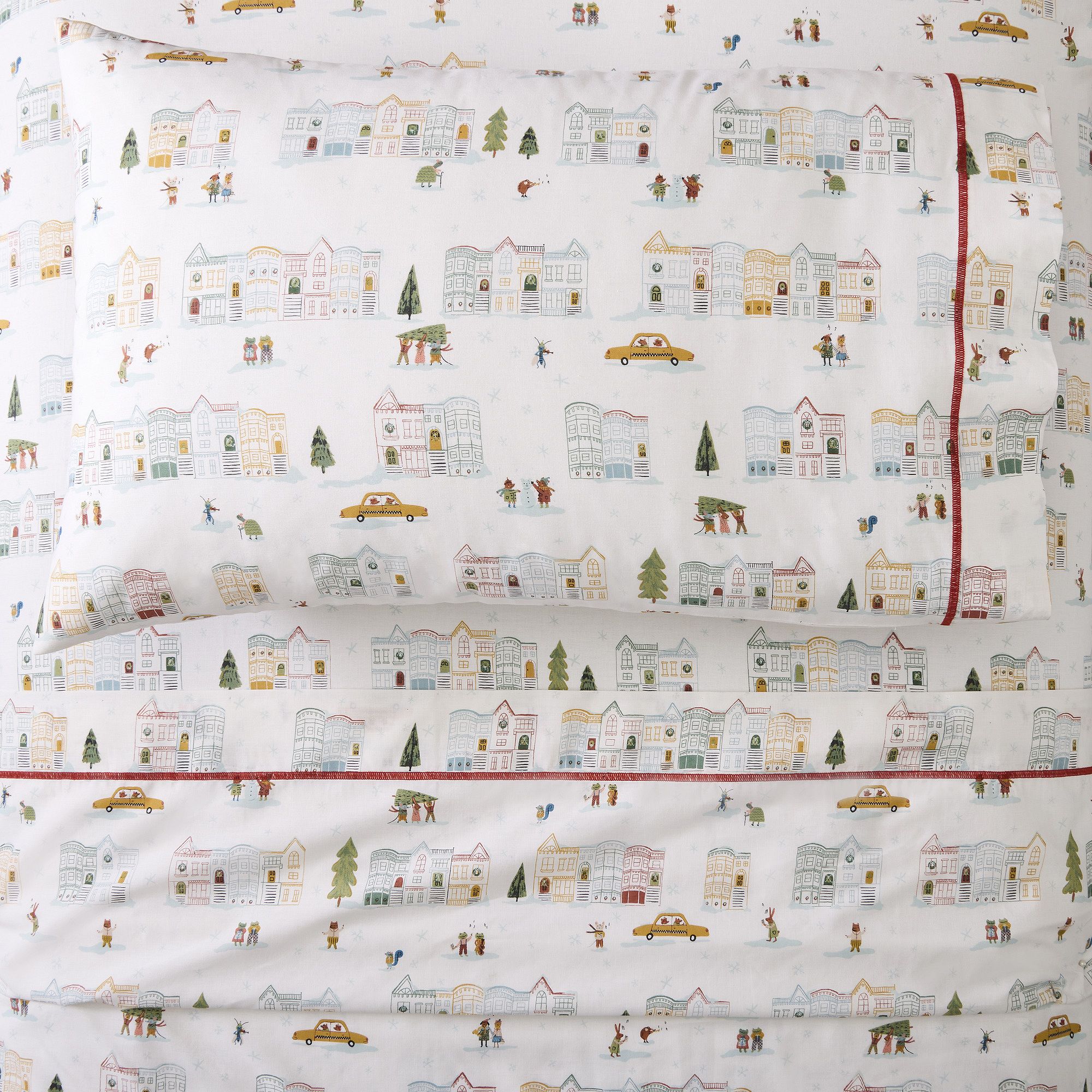 Festive Friends City Scene Sheet Set | West Elm