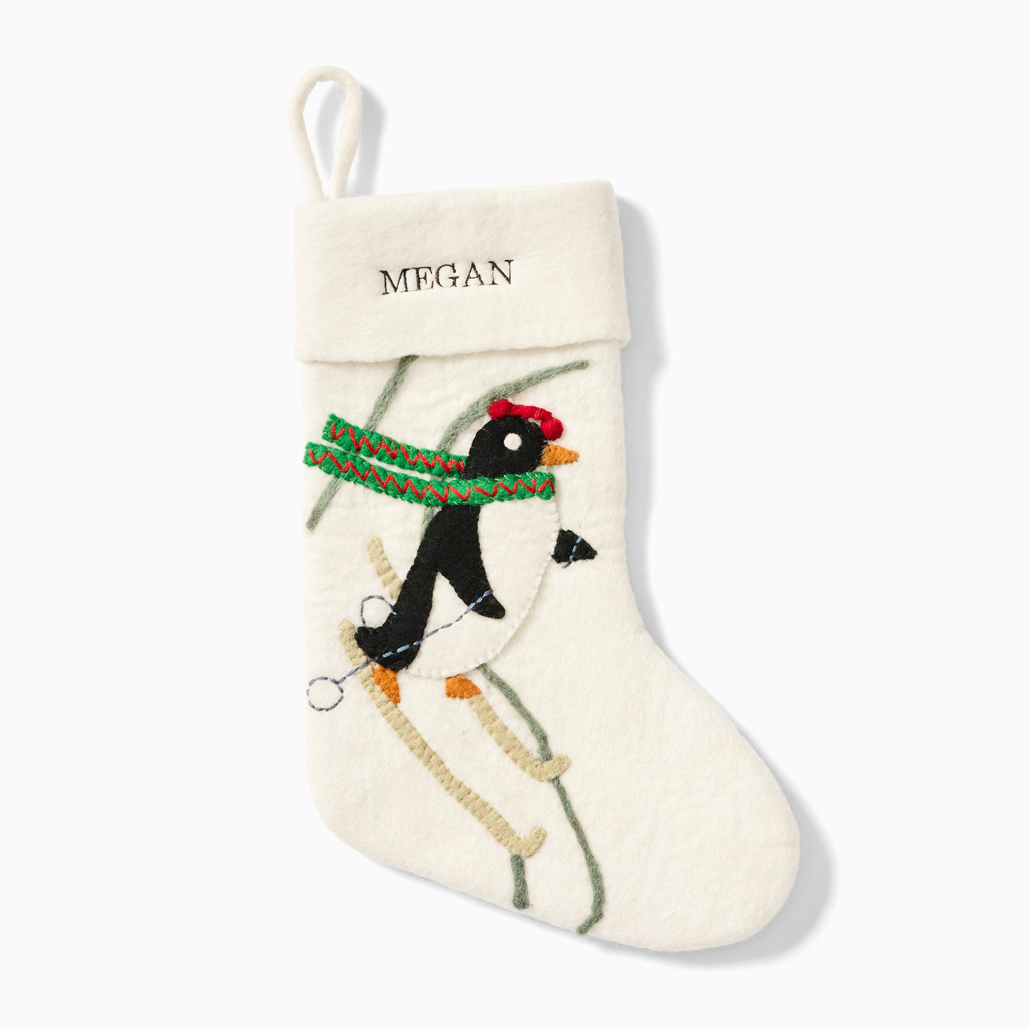 Felt Penguin Skiing Stocking | West Elm