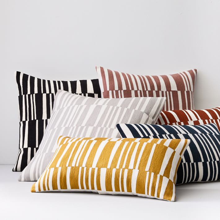 Crewel Linear Pillow Cover