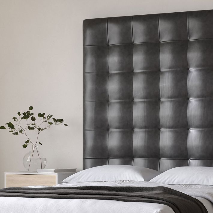 Tall leather headboard king discount