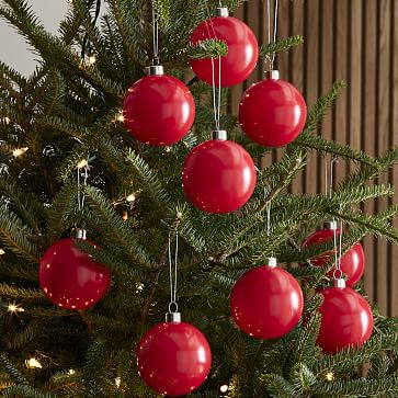 Red Glass Boxed Ornaments Red Set of 9 West Elm