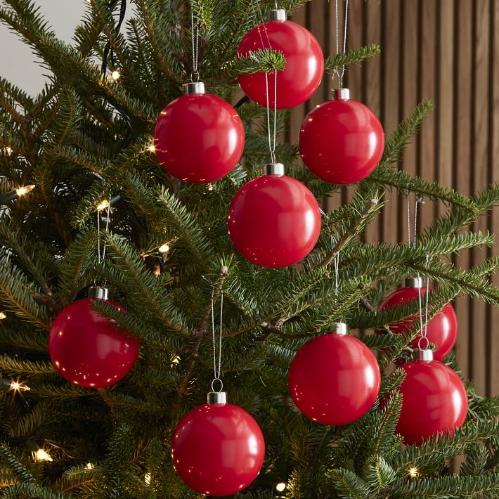 Red Glass Boxed Ornaments - Red (Set of 9)