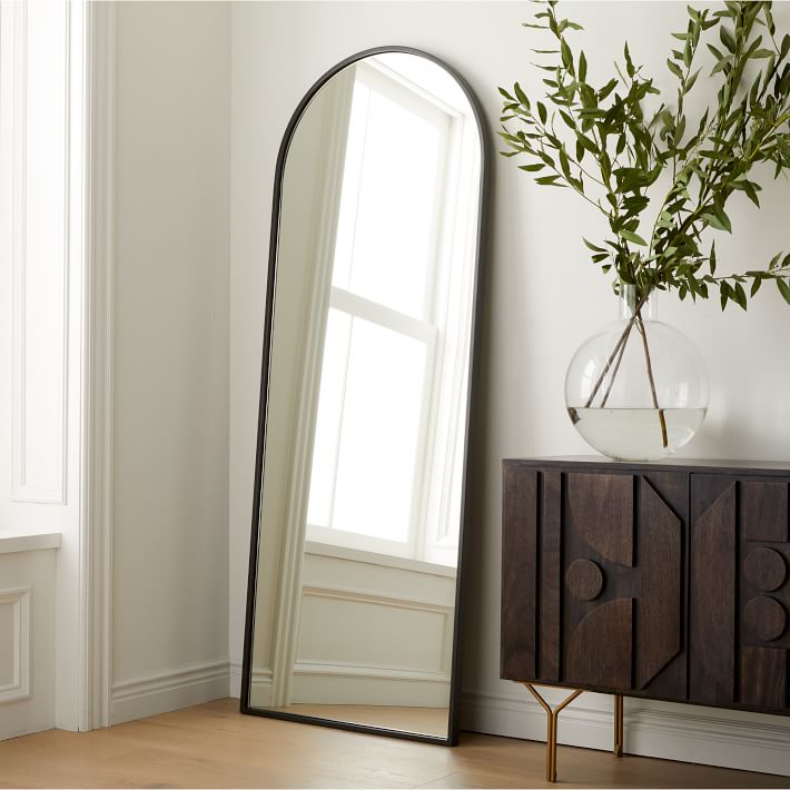 Metal Frame Arched Floor Mirror