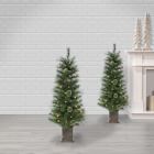 Pre-Lit Faux Potted Cashmere Pine Trees (Set of 2)