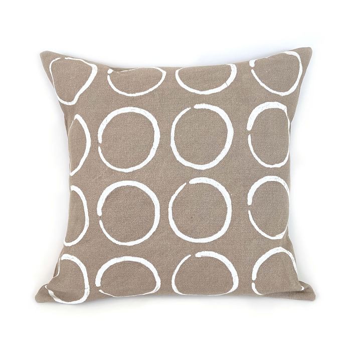 Sadza Batik Circles Pillow Cover - Taupe