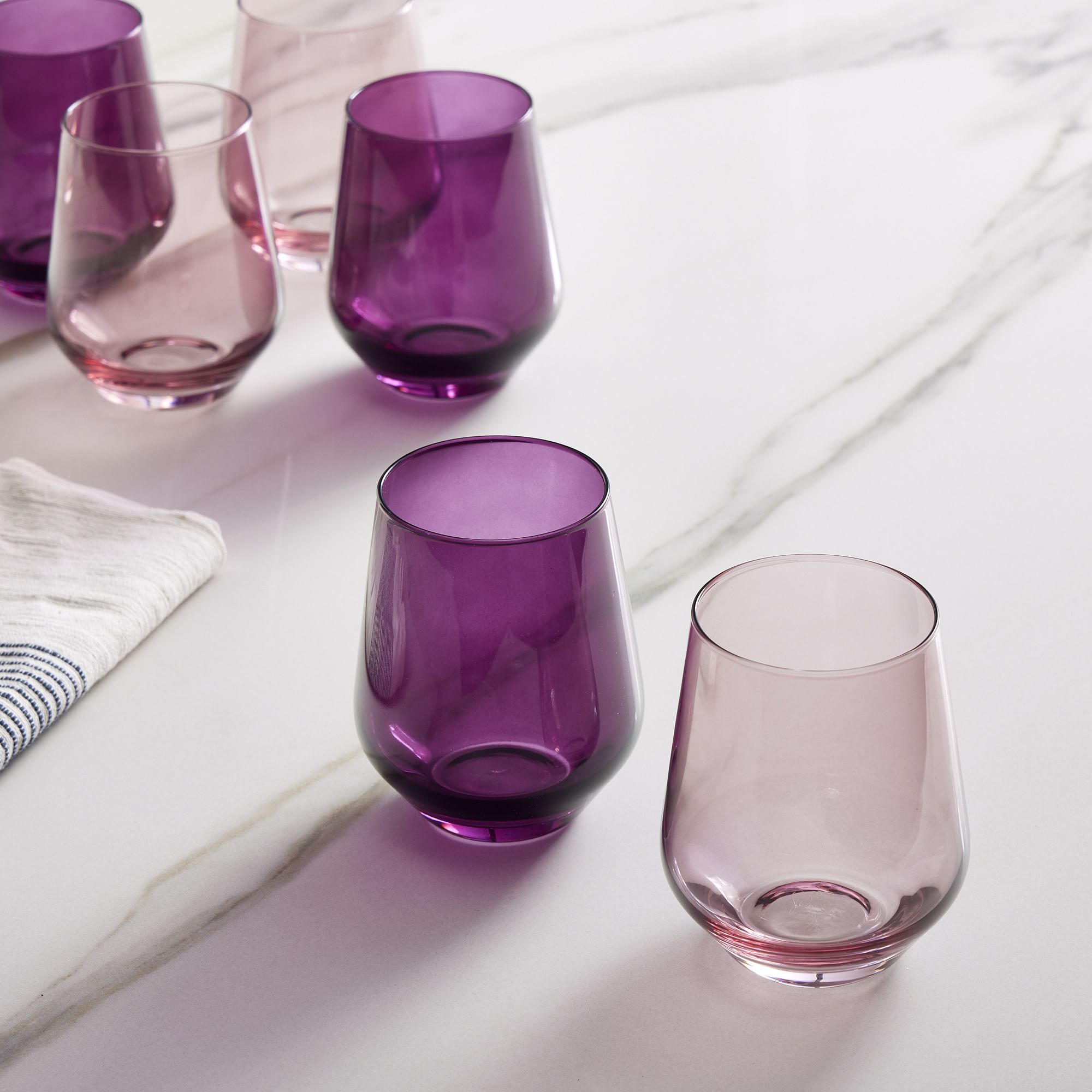 Estelle Colored Glass Stemless Wine (Set of 6) | West Elm