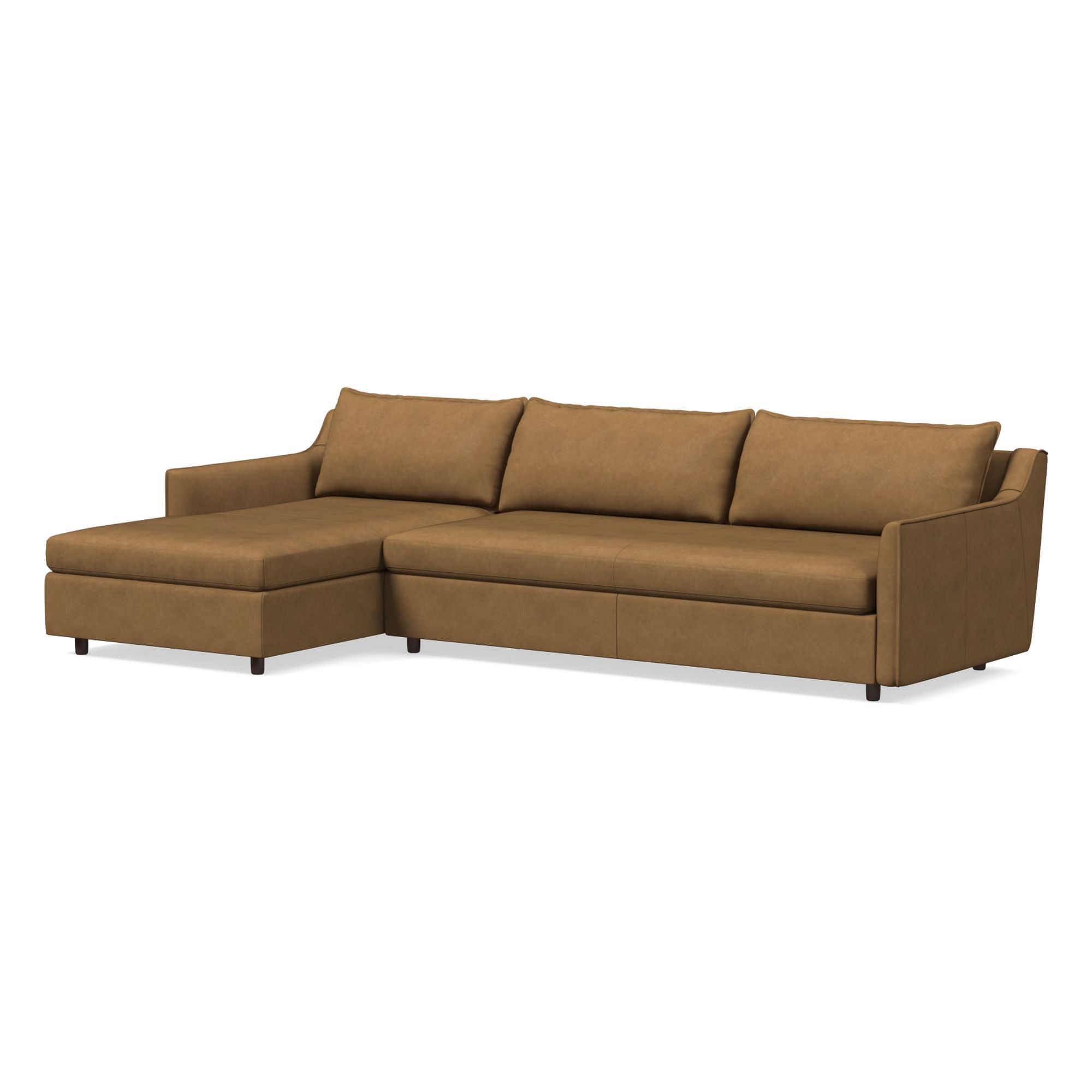 Easton Leather 2 Piece Chaise Sectional | Sofa With West Elm