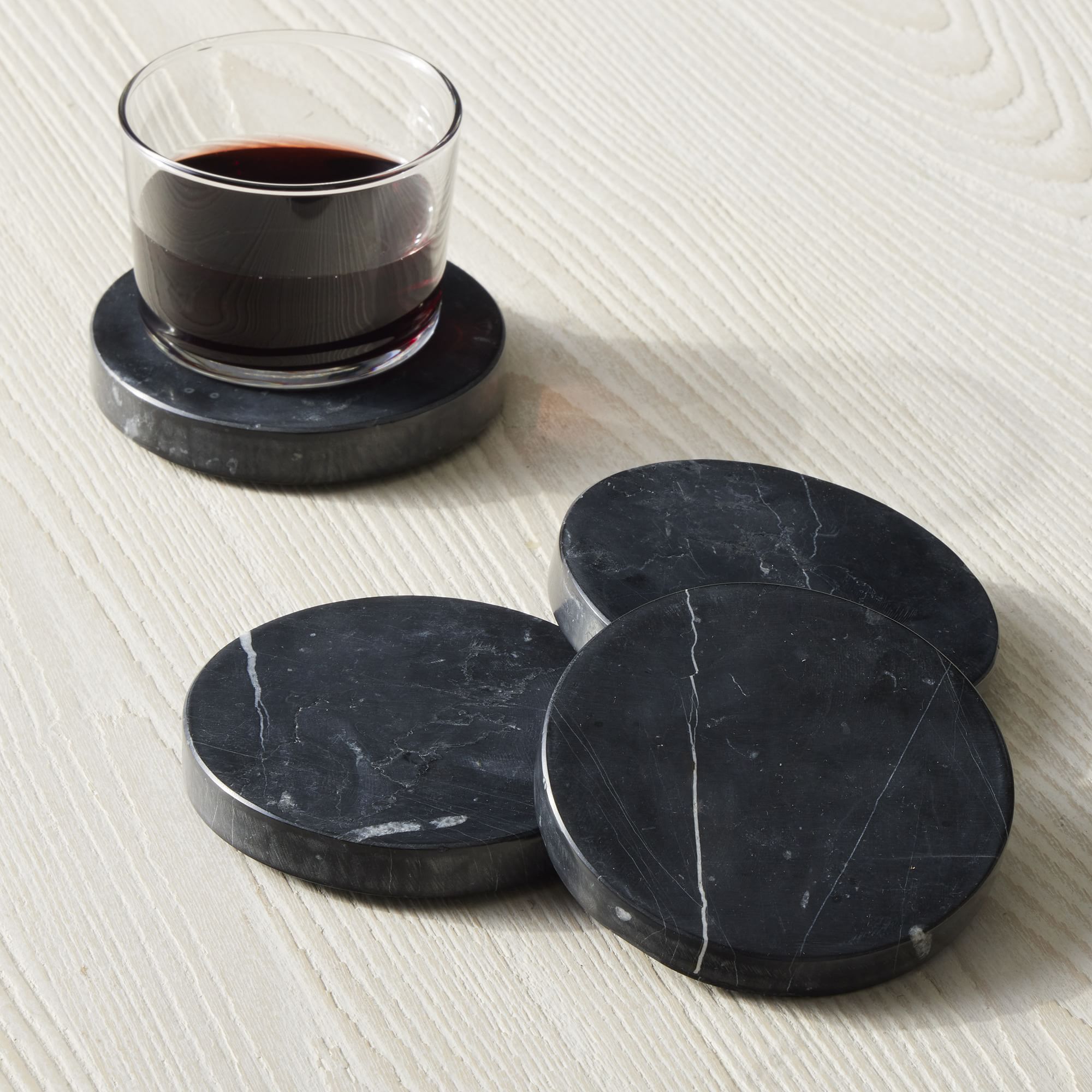 Black Marble Round Coasters (Set of 4) | West Elm